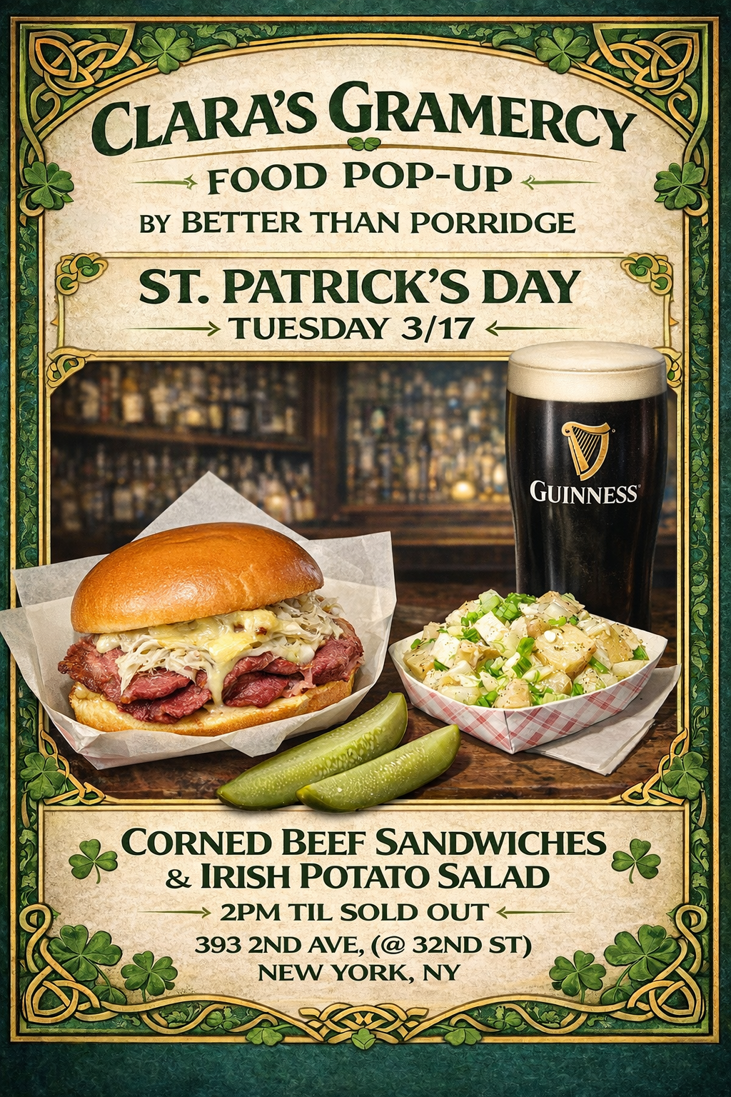 St. Patrick’s Day Pop-Up at Clara’s Gramercy