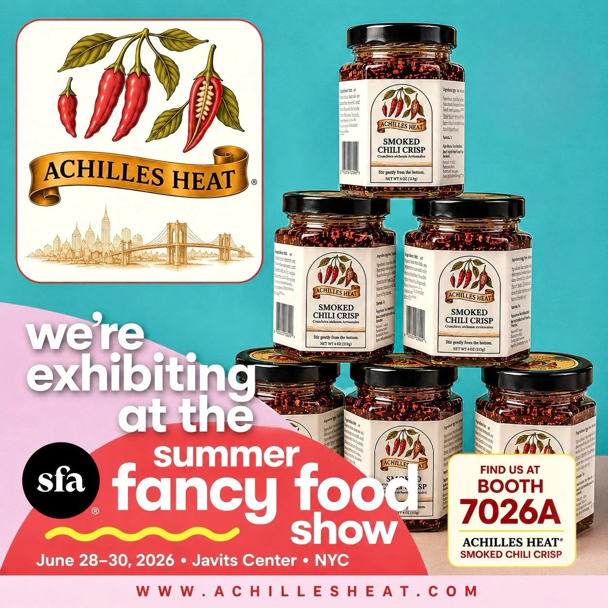Achilles Heat&reg; is excited and honored to be exhibiting at the 2026 Summer Fancy Food Show in New York City with the @specialtyfoodassociation.

We&rsquo;ve been selected to participate through the Center of Excellence for Food and Agriculture at 