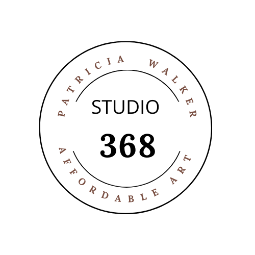 Circular logo for Patricicia Walker Studio 368 with the tagline 'Affordable Art'.