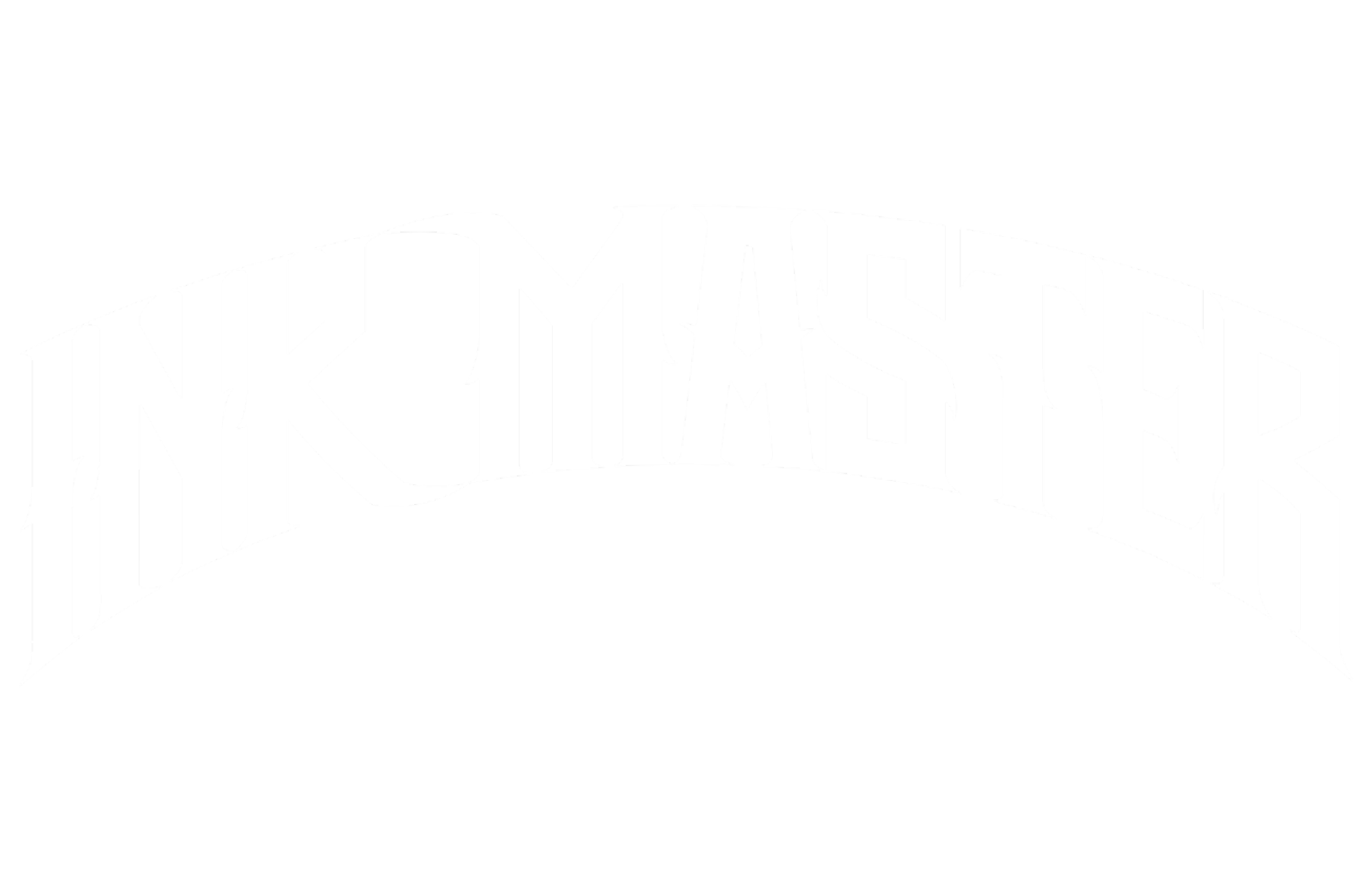 Black and white logo with the words 'INK MASTER' arranged in an arched fashion.