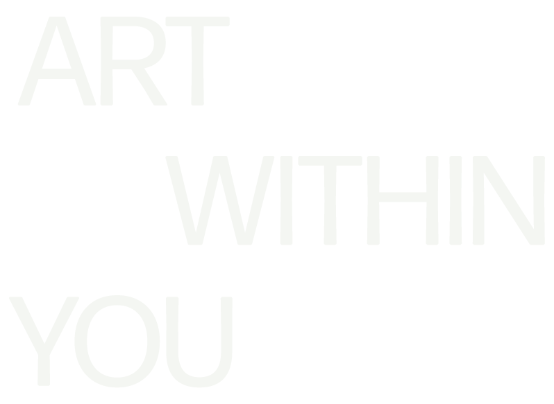 Text reading 'Art within you' in white on a black background with a diagonal layout.