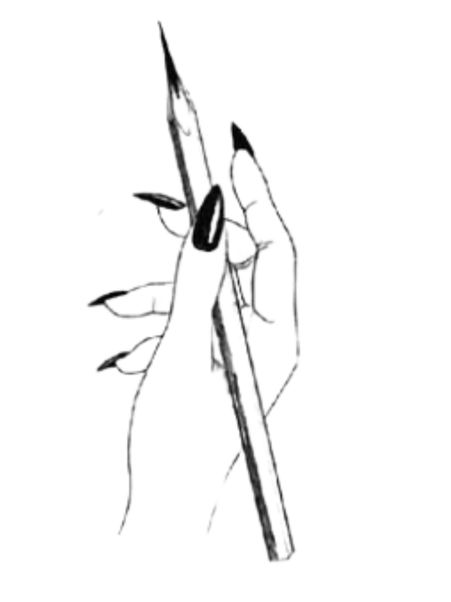 A digital black and white illustration of a hand holding a smartphone, with the phone displaying a UI with a calendar and notification icons.