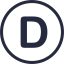 A blue square with a white letter 'D' in the center.