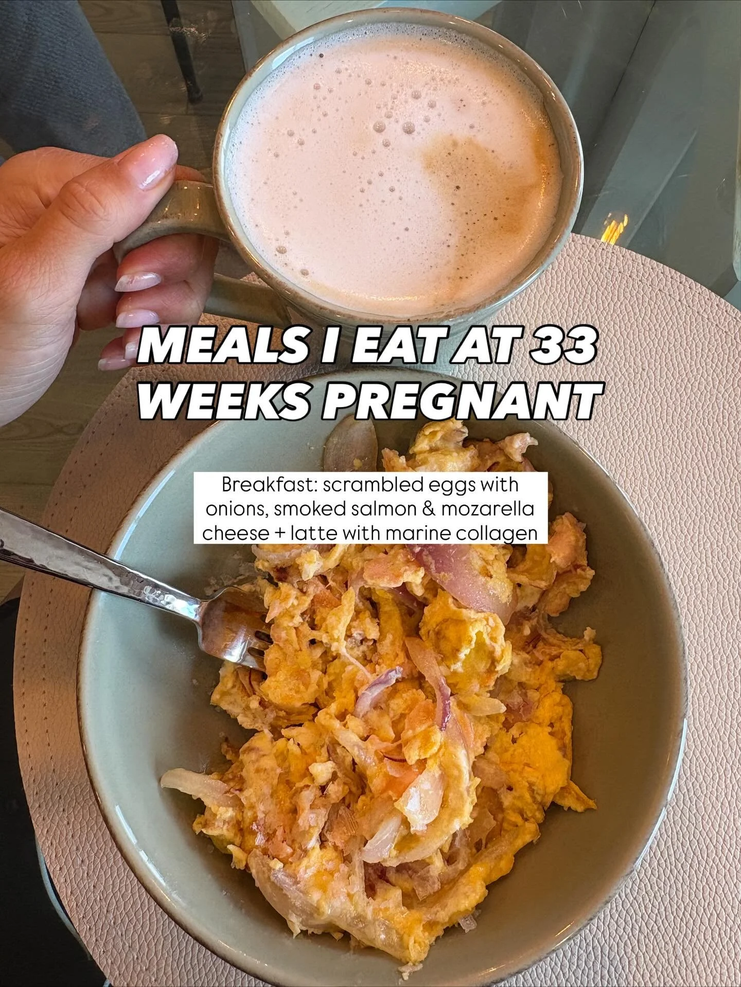 Meals I eat in a day at 33 weeks pregnant!🤰🏽 

I aim for real, whole foods, with an emphasis on balancing out macronutrients for optimal energy!⚡️

This looks like👉🏼 focusing on vegetables, fruits, protein, fiber, complex carbohydrates, healthy f