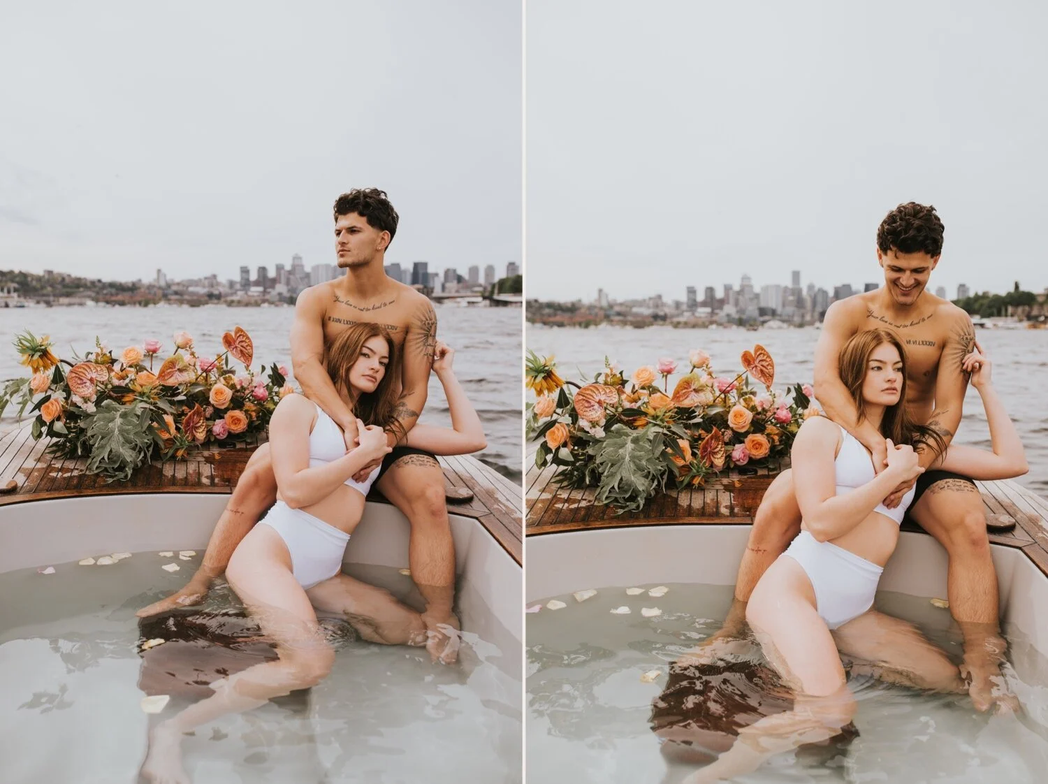 seattle engagement session, hot tub boat, seattle wedding photographer, hudson valley wedding photographer, new york wedding photographer, seattle couples session, seattle hot tub boat