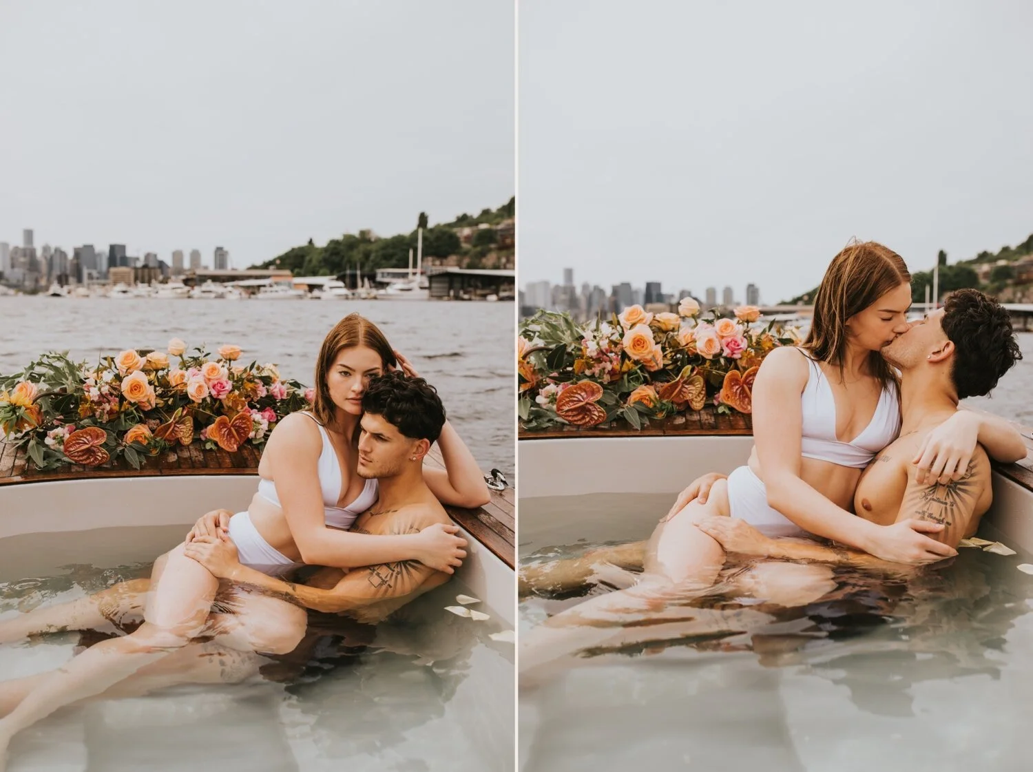 seattle engagement session, hot tub boat, seattle wedding photographer, hudson valley wedding photographer, new york wedding photographer, seattle couples session, seattle hot tub boat