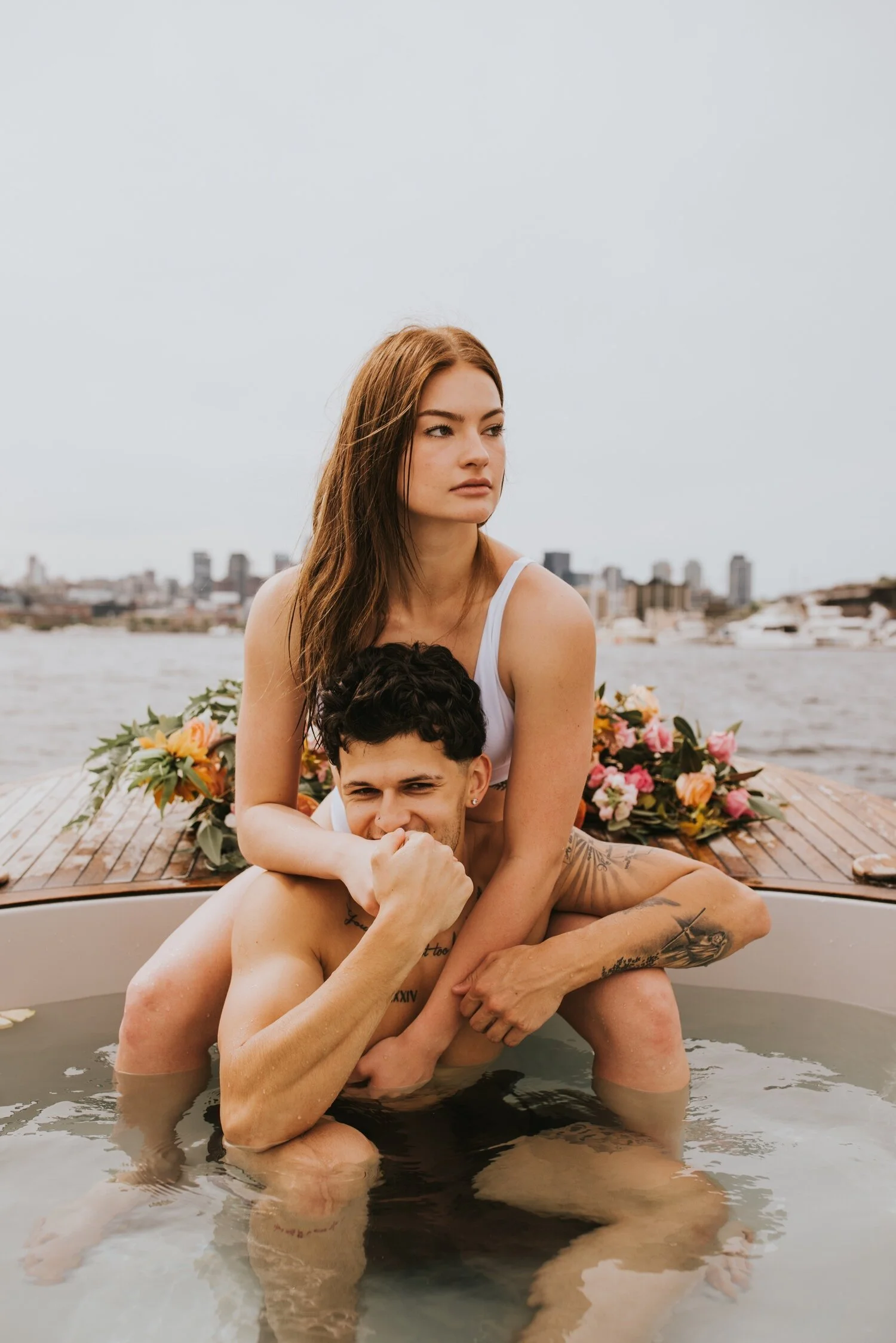 seattle engagement session, hot tub boat, seattle wedding photographer, hudson valley wedding photographer, new york wedding photographer, seattle couples session, seattle hot tub boat