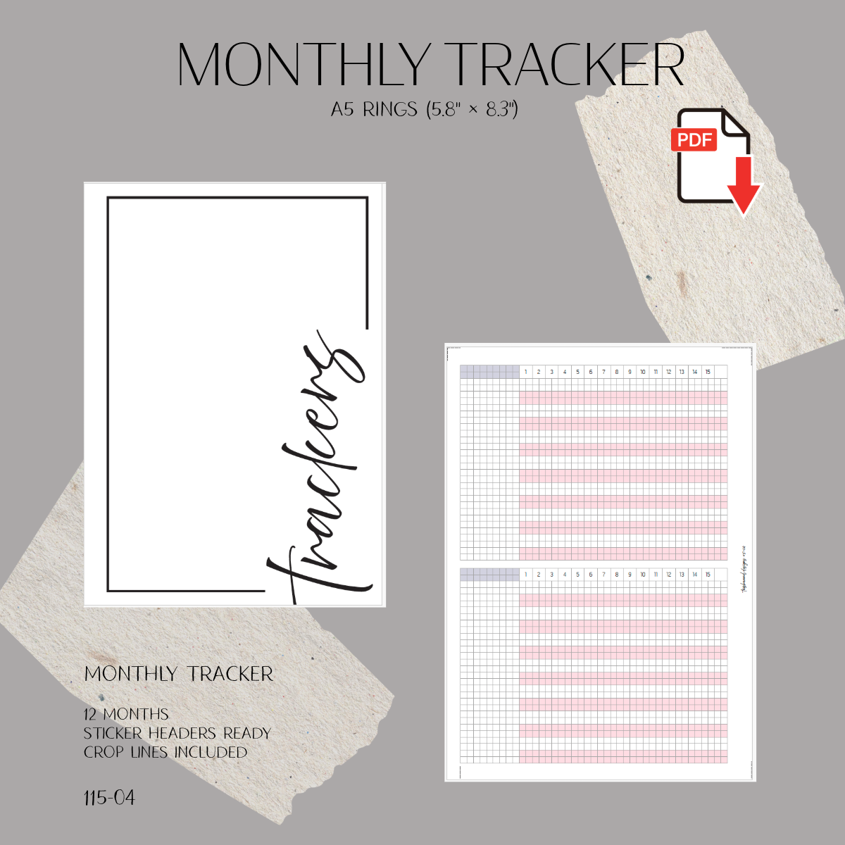 Monthly Tracker Printable | A5 Rings