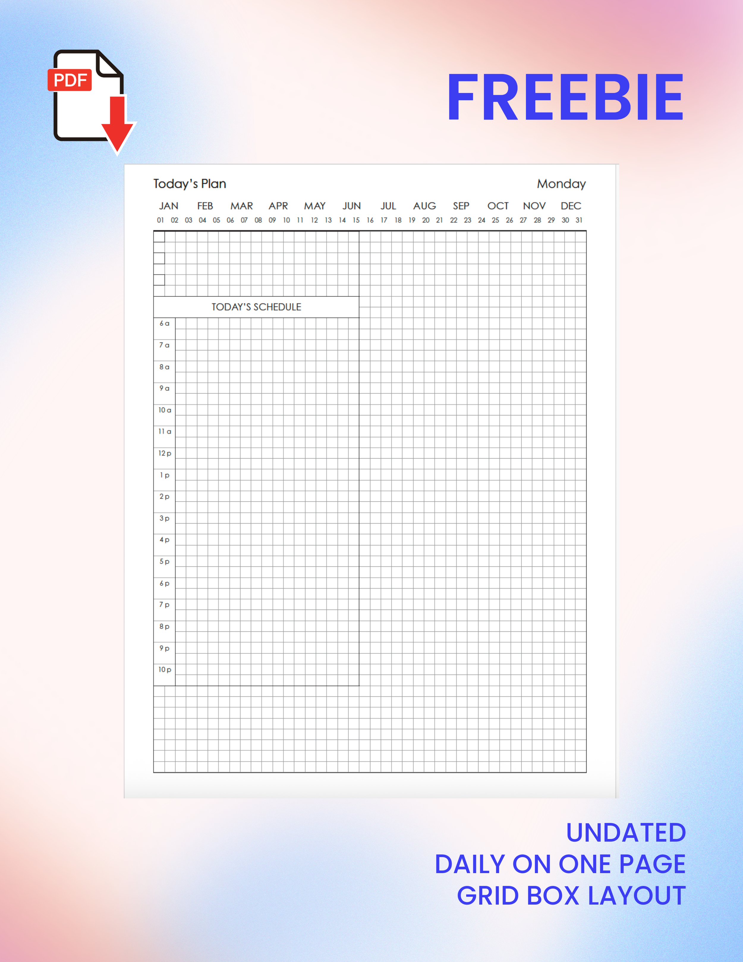 Daily Planner Page – Monday | Letter Size (8.5" x 11") | Undated | FREEBIE