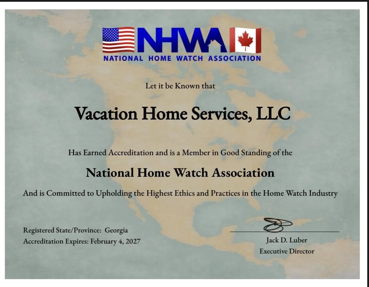 We’re proud to officially announce that Vacation Home Services is now accredited through the National Home Watch Association.

This is a big milestone for our business and something we don’t take lightly. The NHWA sets the national standard for profe