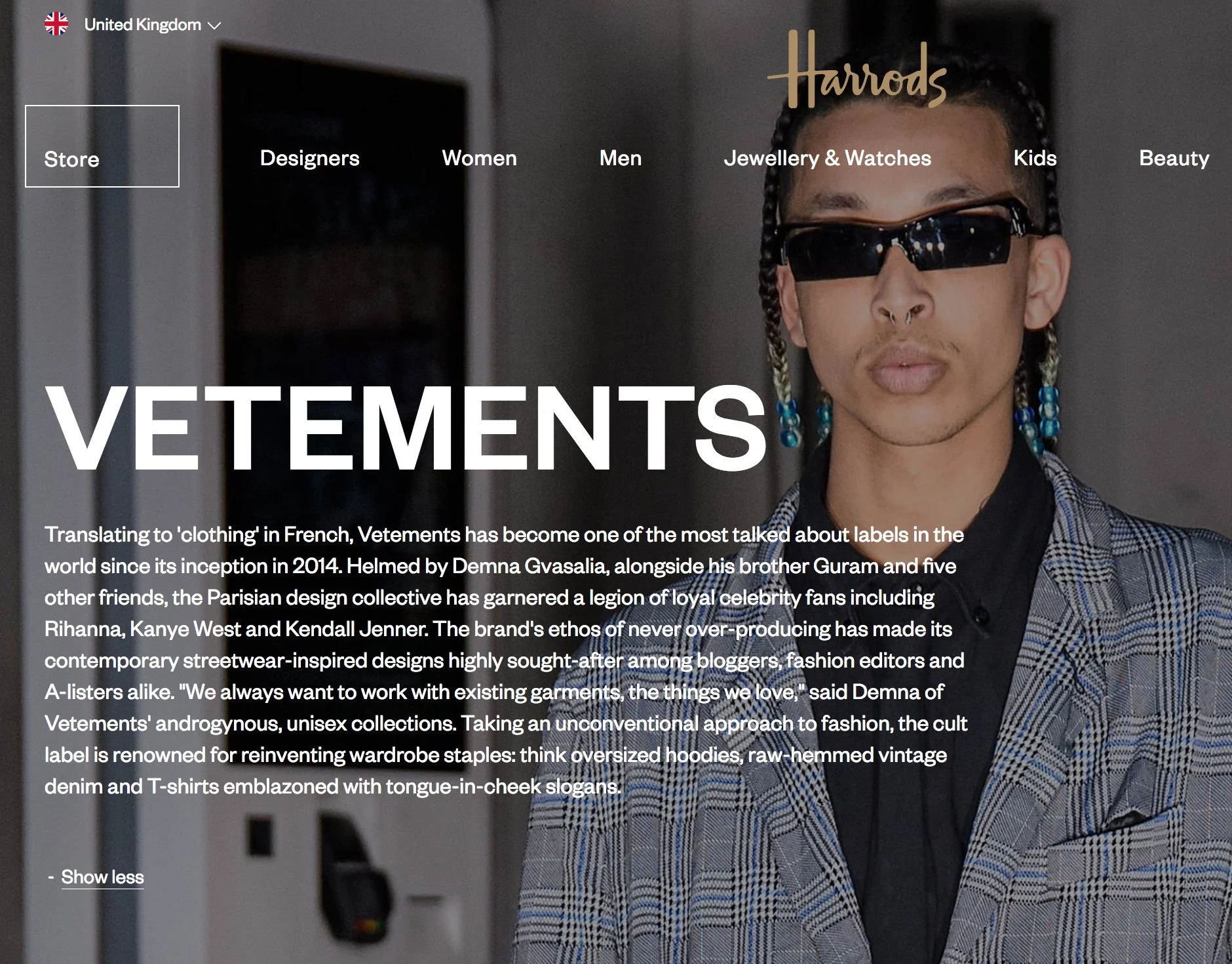 Vetements Brand Landing Page