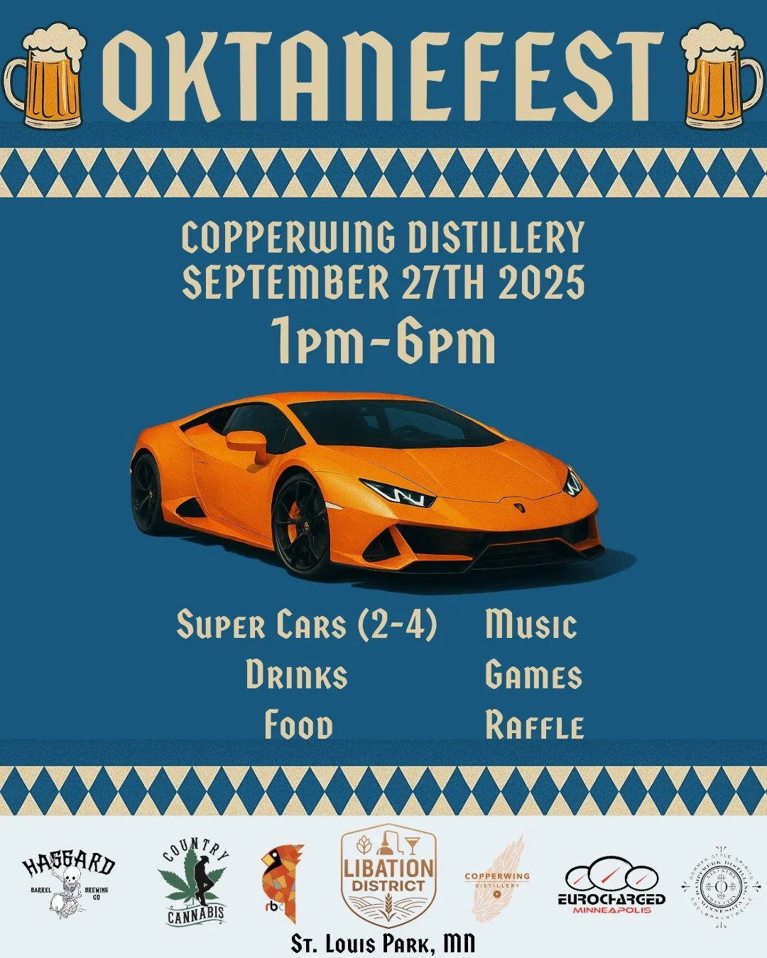 Rev up your weekend plans! 

This Saturday, we&rsquo;re rolling into Oktanefest at Copperwing Distillery in the heart of the Libation District in St. Louis Park!

Craft drinks, exotic cars, and good vibes all afternoon.

Sweet Ride Ice Cream will be 