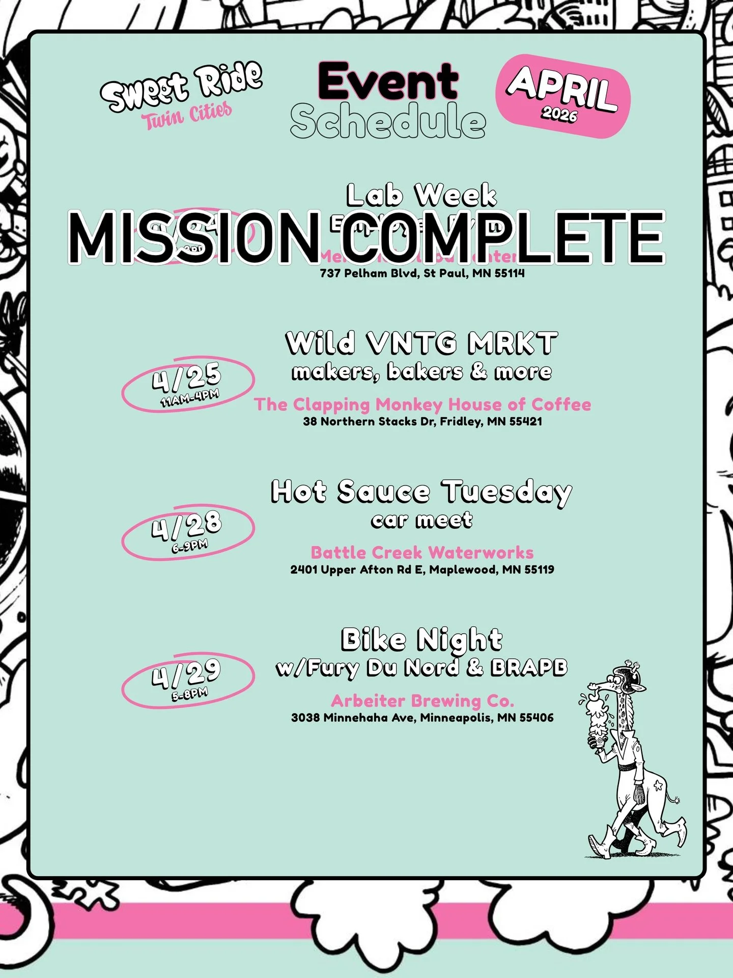 Come check out some of these events during the last week of April. Hopefully the weather behaves!