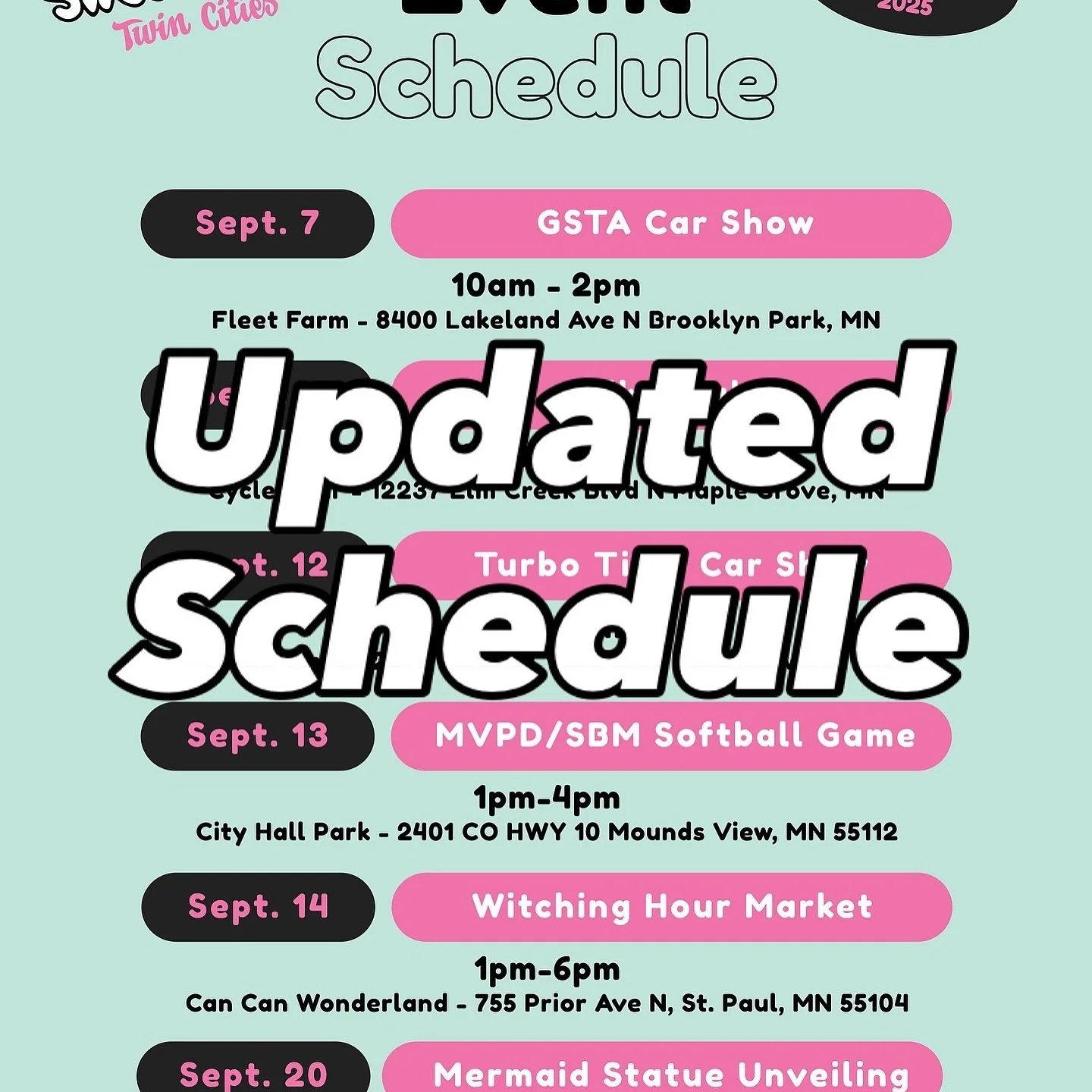 New event added for tomorrow, September 27. Come find us at Oktanefest in the Libation District of St. Louis Park!!!