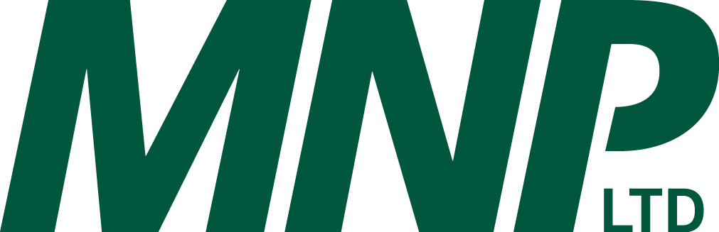 Close-up of the MNP Ltd logo in dark green uppercase letters on a white background.