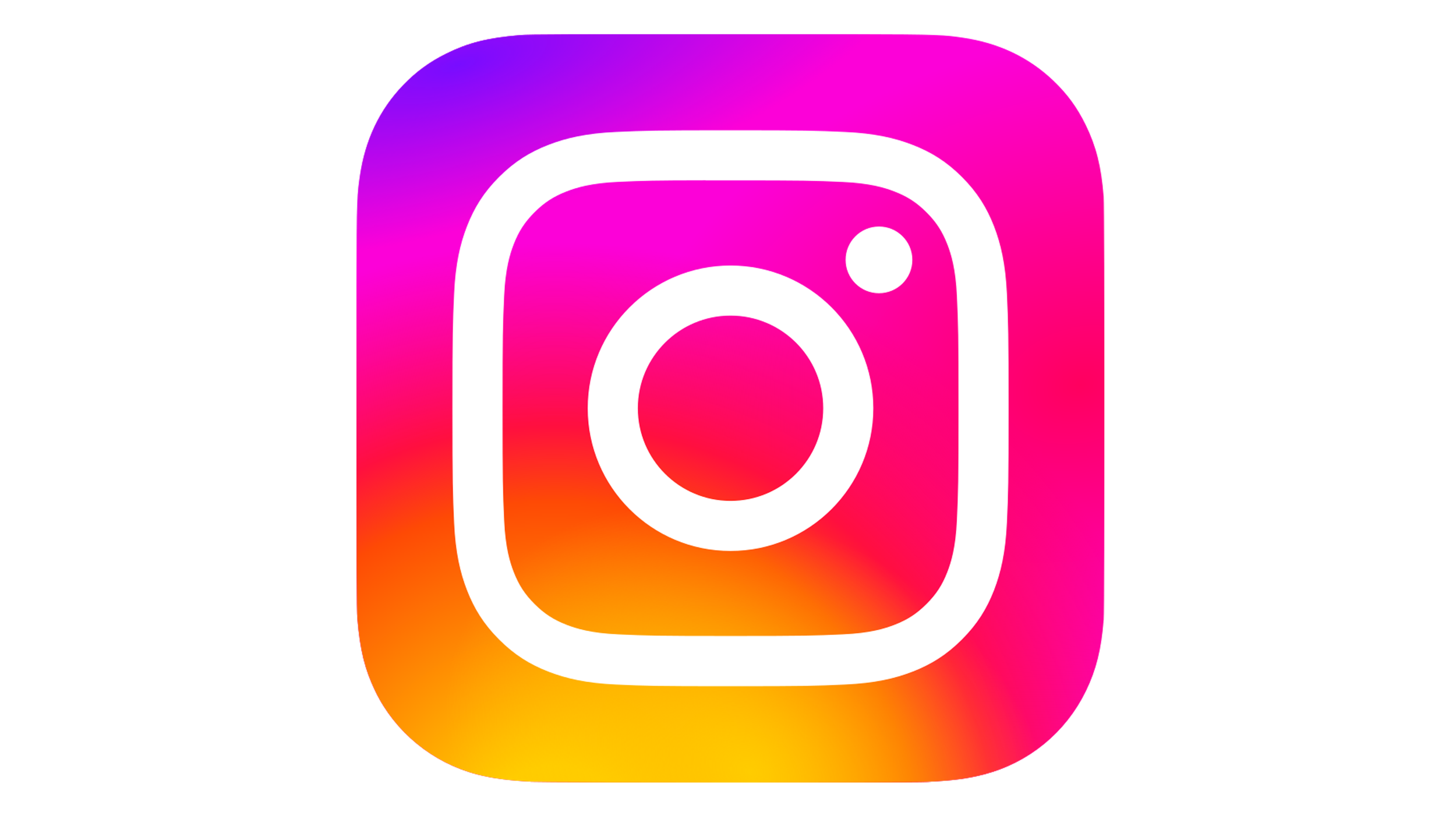 Colorful Instagram logo with a gradient pink, purple, and orange background.