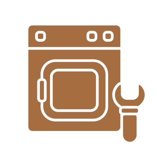 Icon of a washing machine with a wrench beside it.