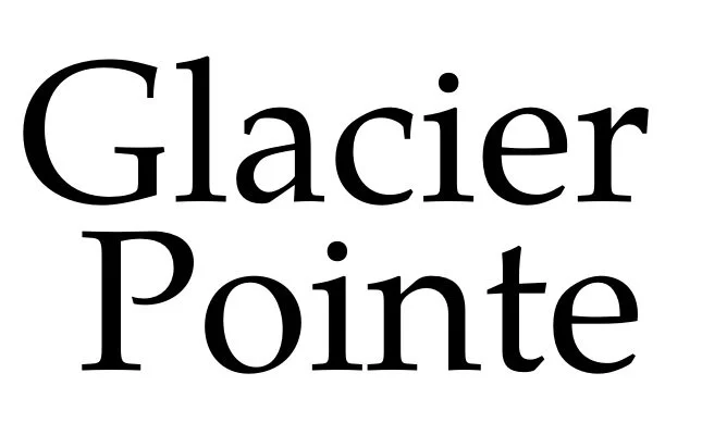 Text that reads 'Glacier Pointe' in black, serif font on a white background.