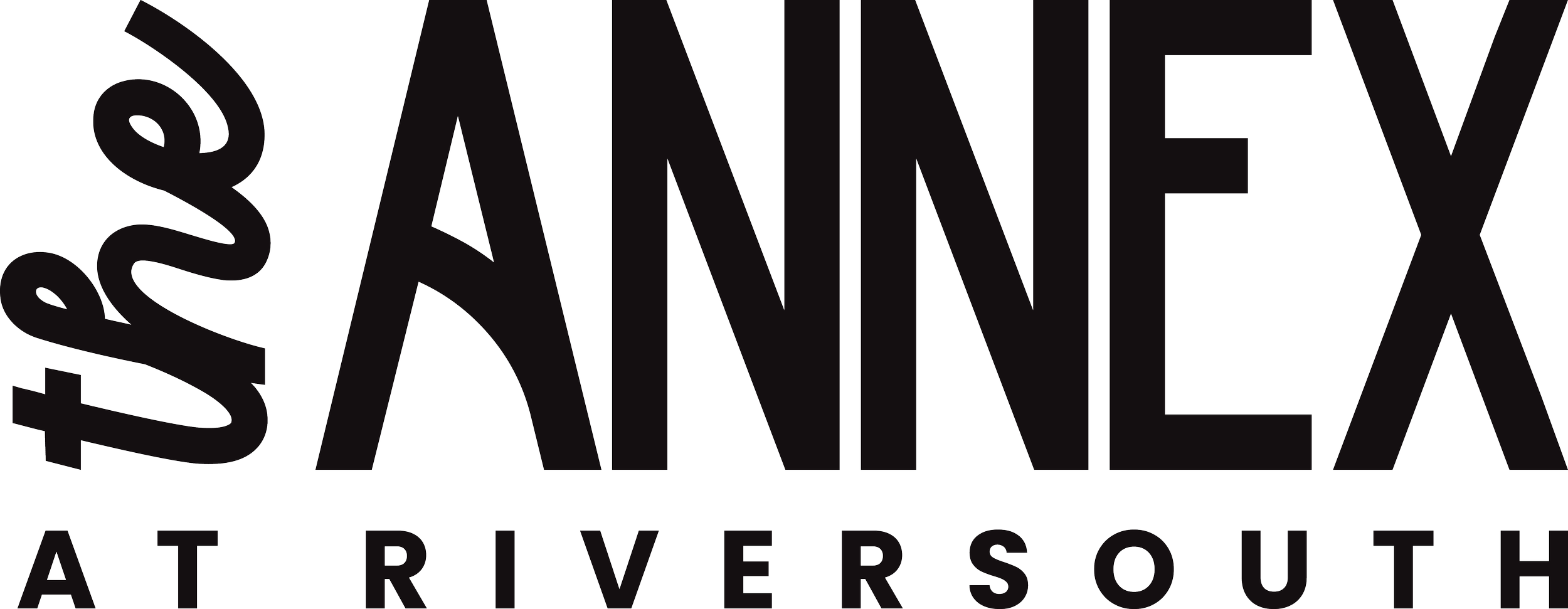 Black logo with the words 'SRS Black' and 'At RiverSouth' in stylized text.