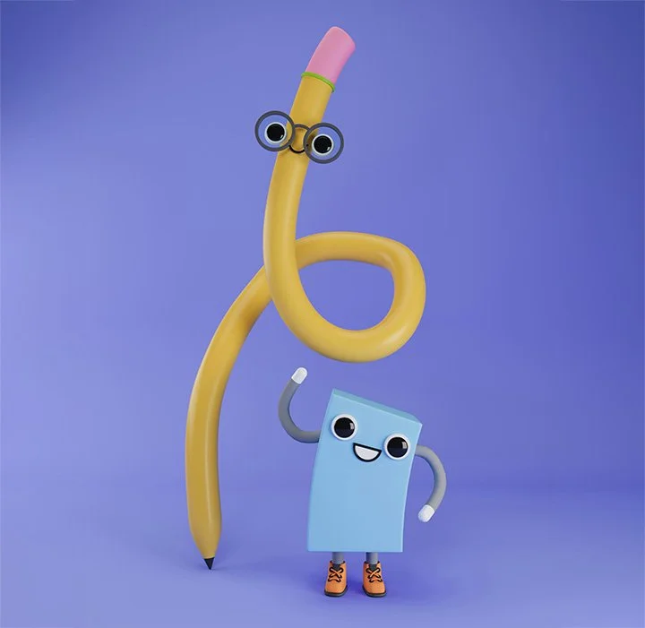 animated pencil and eraser