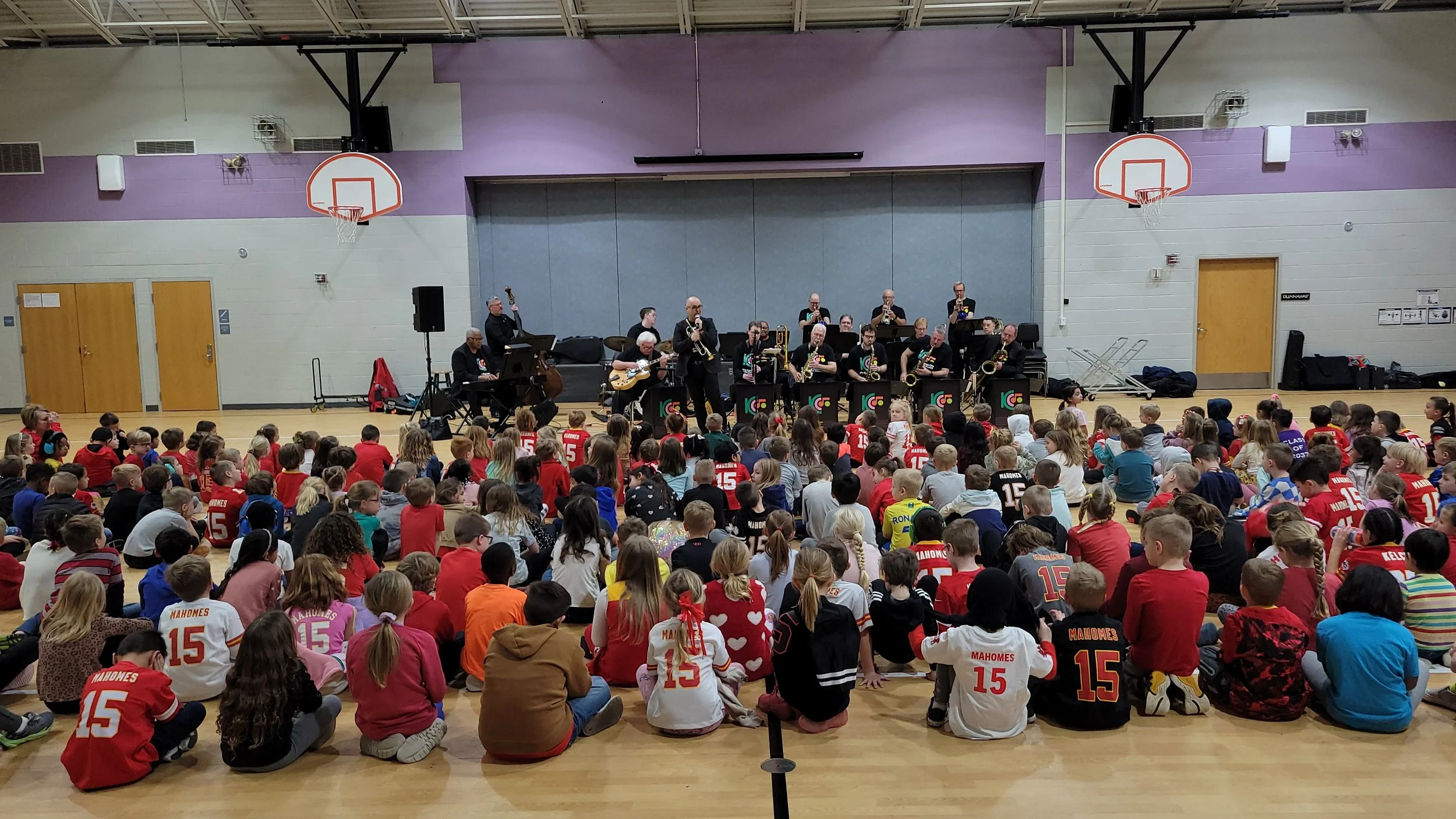 Kansas City Jazz Orchestra big band performance at school