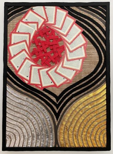 Whiplash, 2025, Cards, Felt, wood, 16.25 x 11.75 x 1.50 Inches