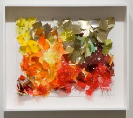 Untitled, 2007, filter gels, rivets, ball chain, paper, 21 x 25 inches