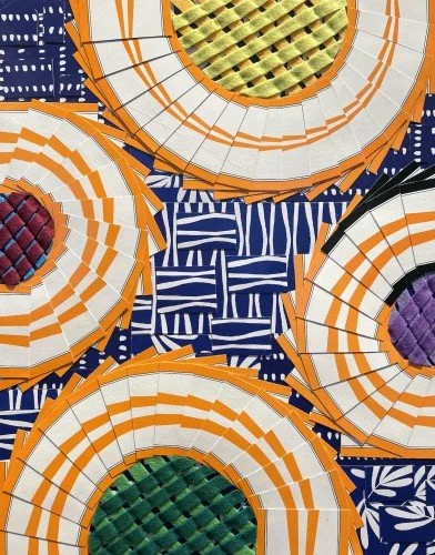 Juicy, 2024, Felt, Cards, Cardboard, Wood, 14 x 11 x 1/4 Inces