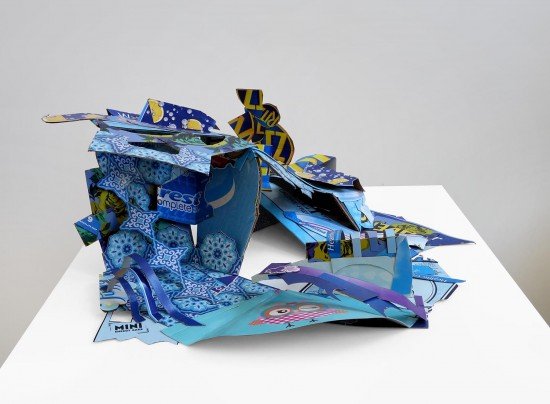 Blue Dye #1 , 2015, Cardboard packaging and glue, 7 x 18 x 18 inches