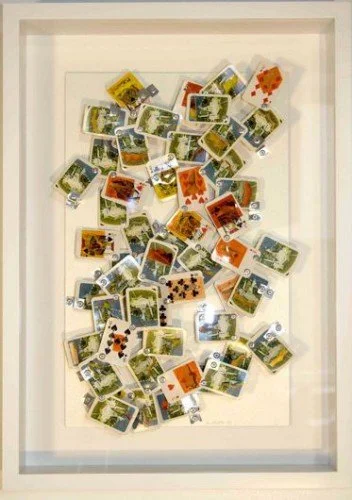 Untitled, 2008, mini deck of cards, filter gels, rivets, 24 x 15 x 2 inches