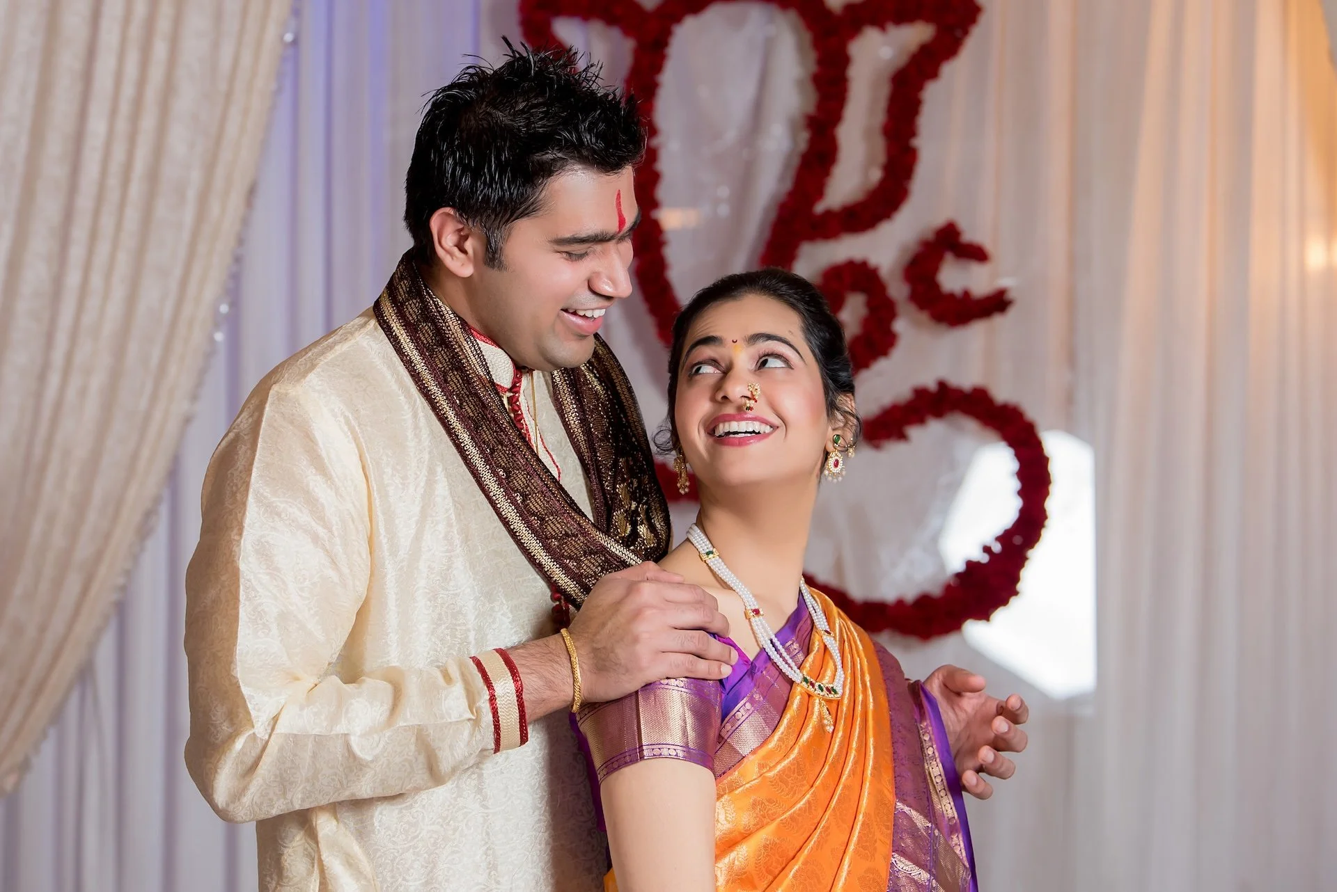 Indian Wedding Couple on an Elephant Tradition