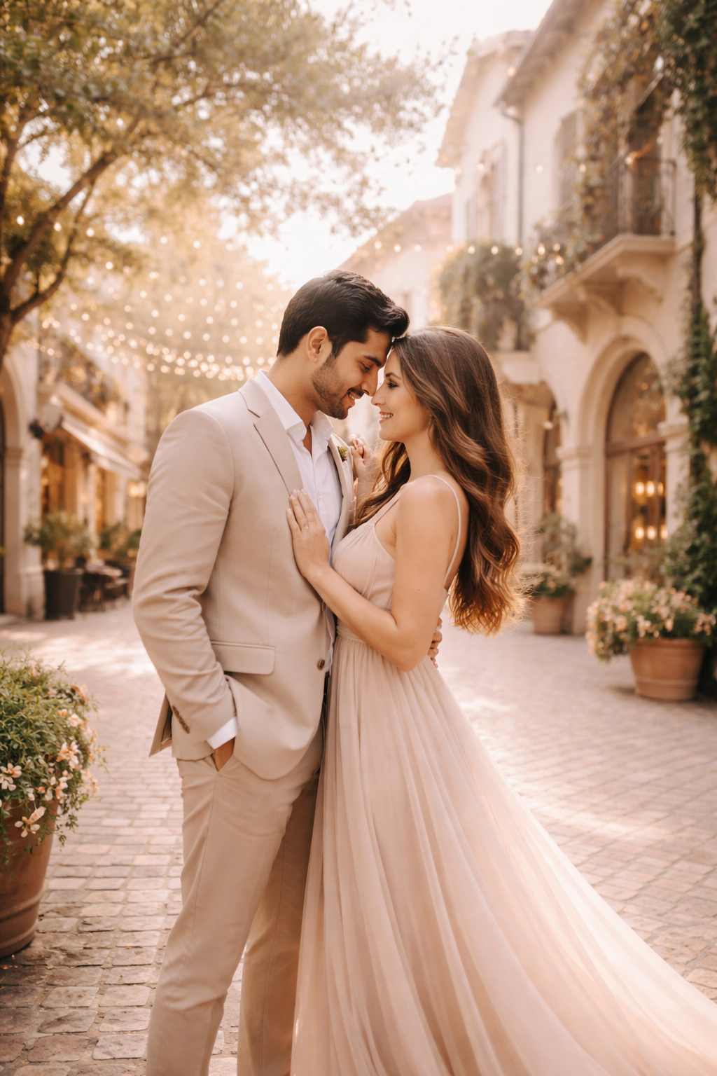 South Asian engagement session at Highland Park Village