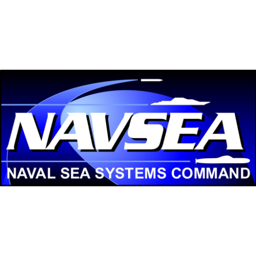 Naval Sea Systems Command logo with stylized waves and ship silhouette