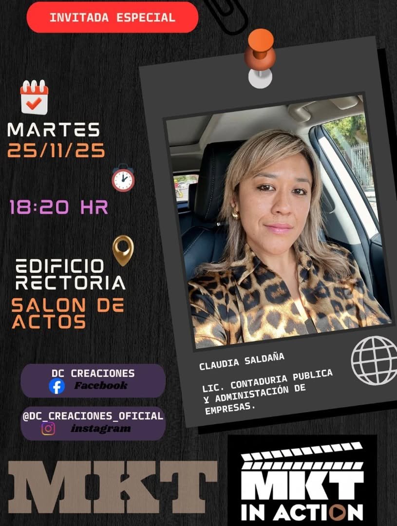 Con una trayectoria destacada y experiencia en el &aacute;mbito empresarial, la Lic. Claudia Salda&ntilde;a compartir&aacute; su visi&oacute;n, aprendizajes y consejos profesionales para las y los estudiantes que buscan crecer en el mundo de los nego