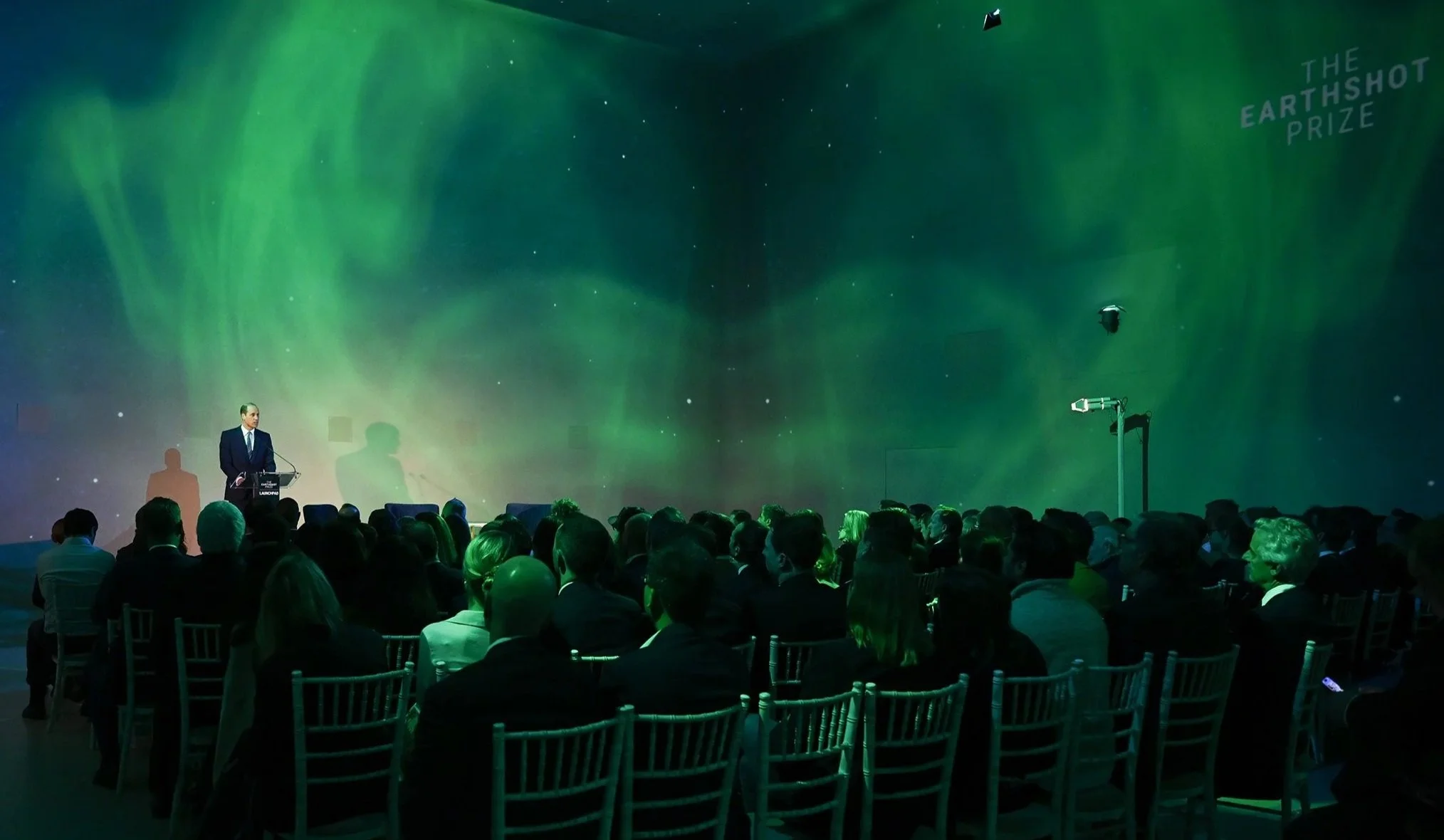 Prince William gives his opening speech at the launch of The Earthshot Prize Launchpad, Frameless Museum, London