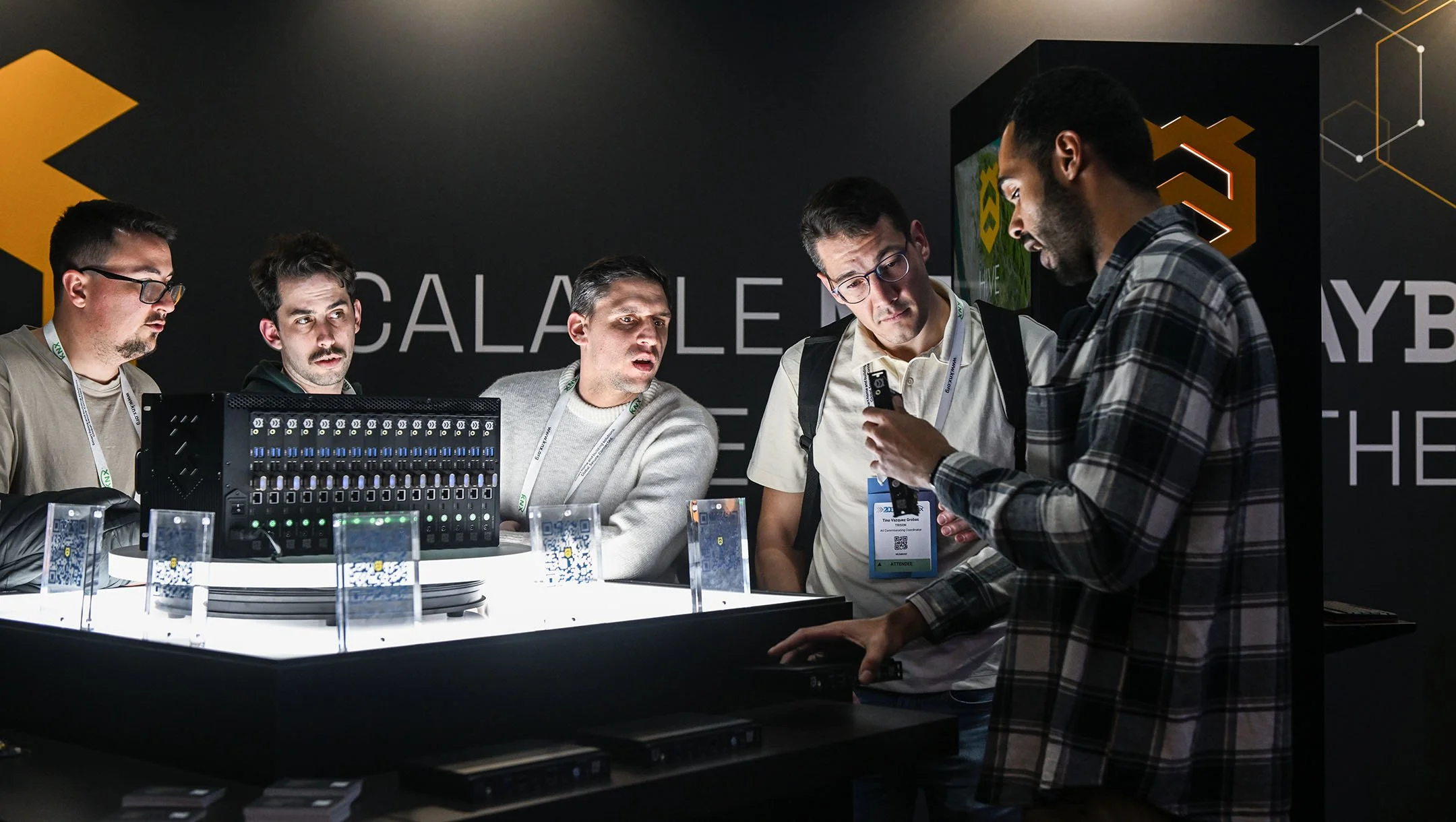 ISE Show in Barcelona , pictured  Hive Media Control team showing the product to clients,  photo by Antonio Pagano 2024