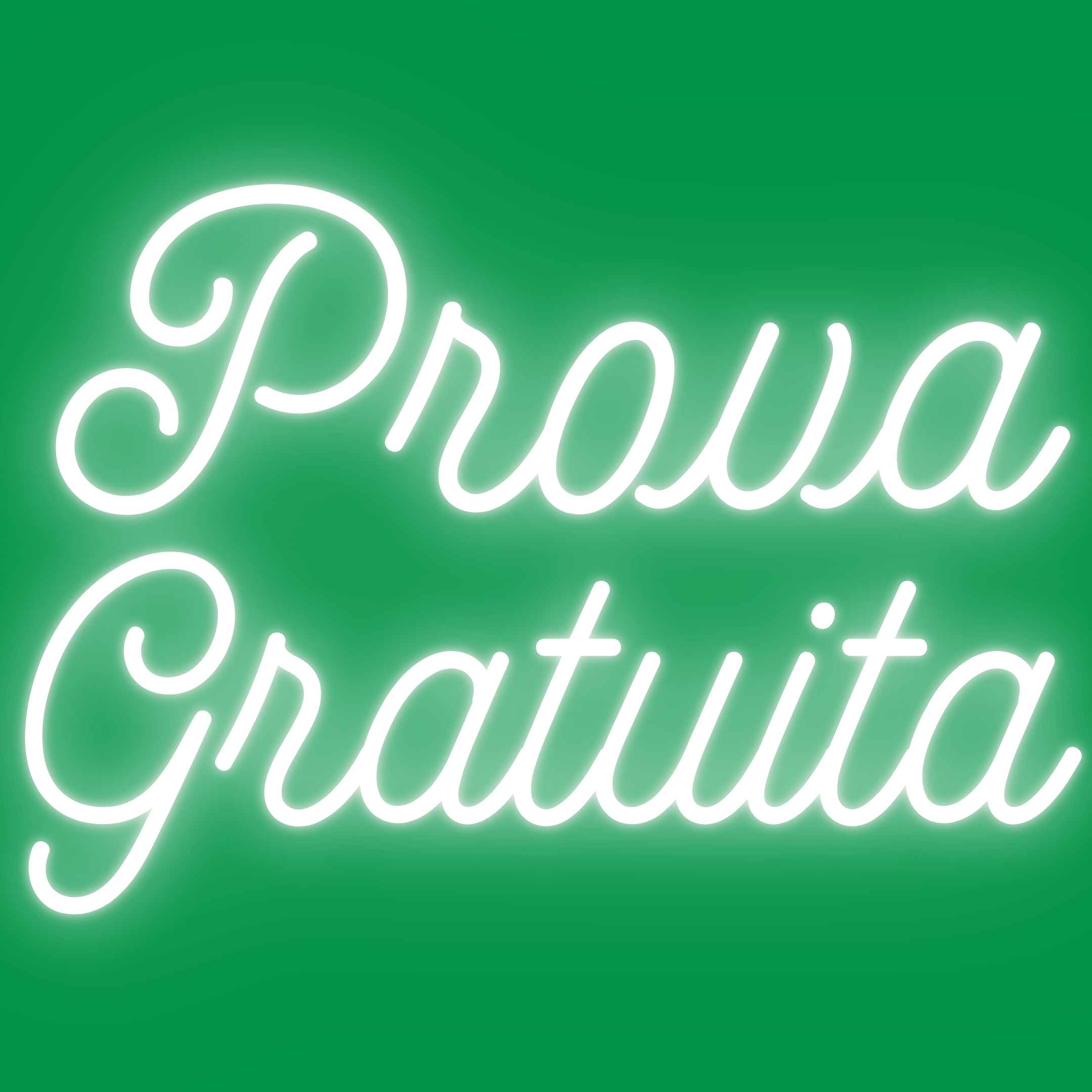 Ypsilingua prova gratuita. Testo bianco neon "Prova gratuita" su sfondo verde