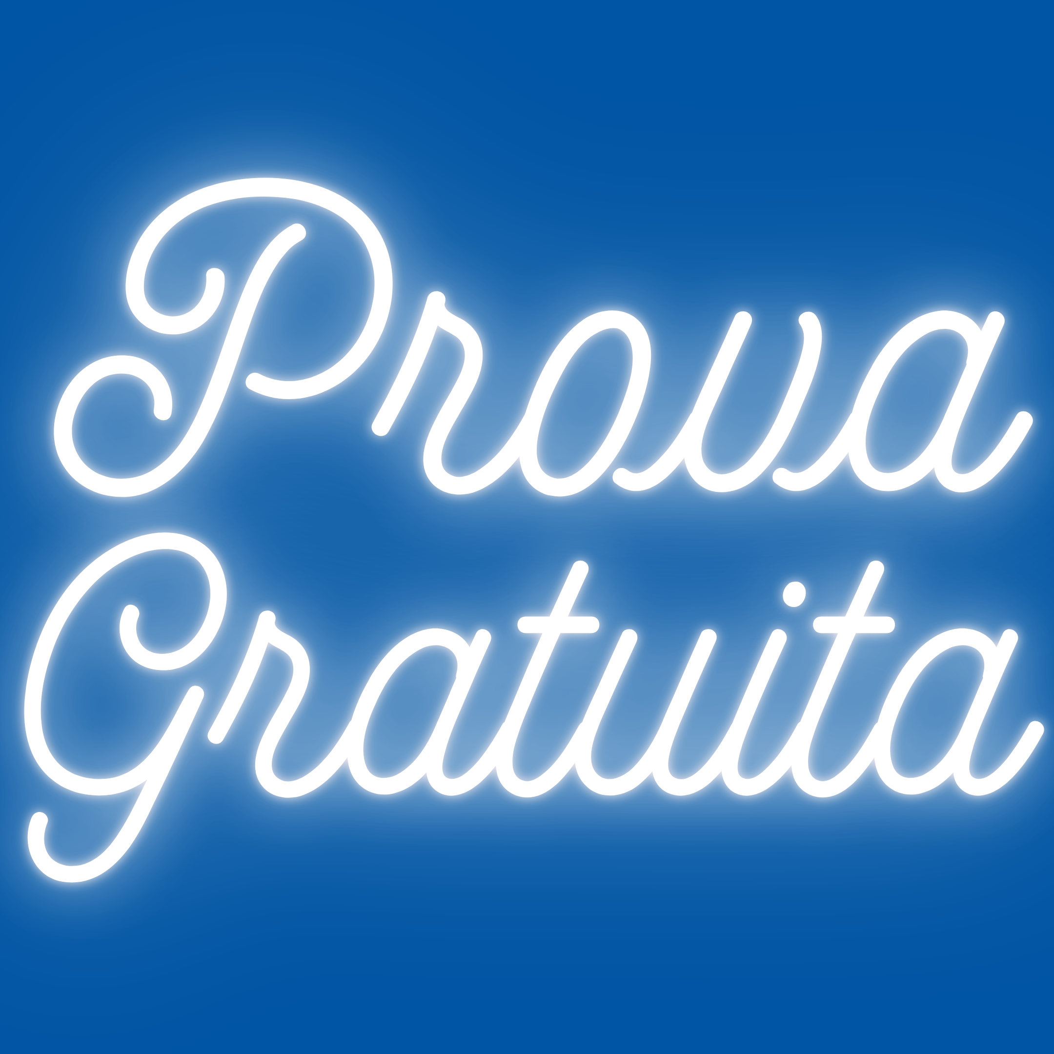 neon white text "Prova Gratuita" on a French blue background