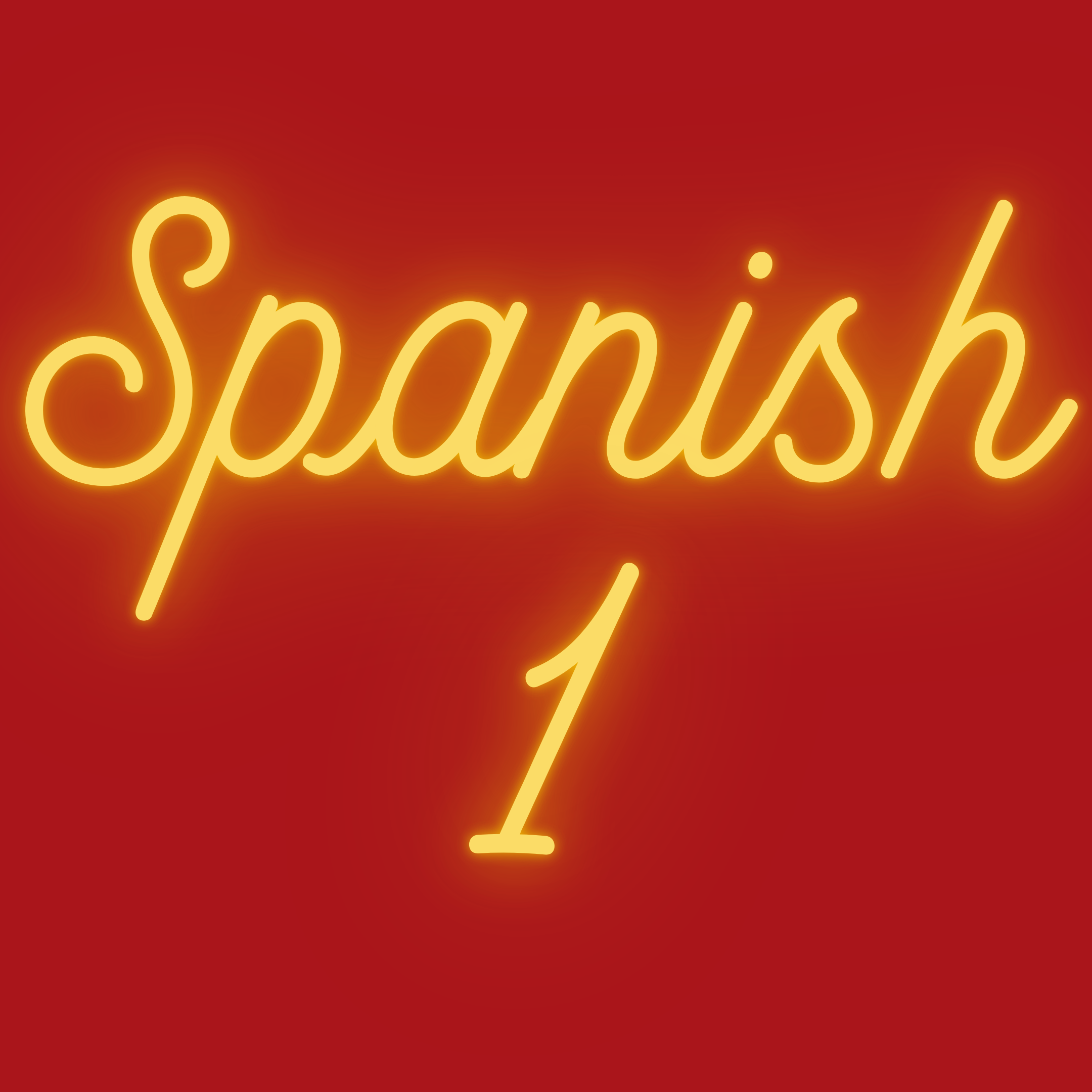 Spanish gold text “Spanish 1” on a Spanish Red background