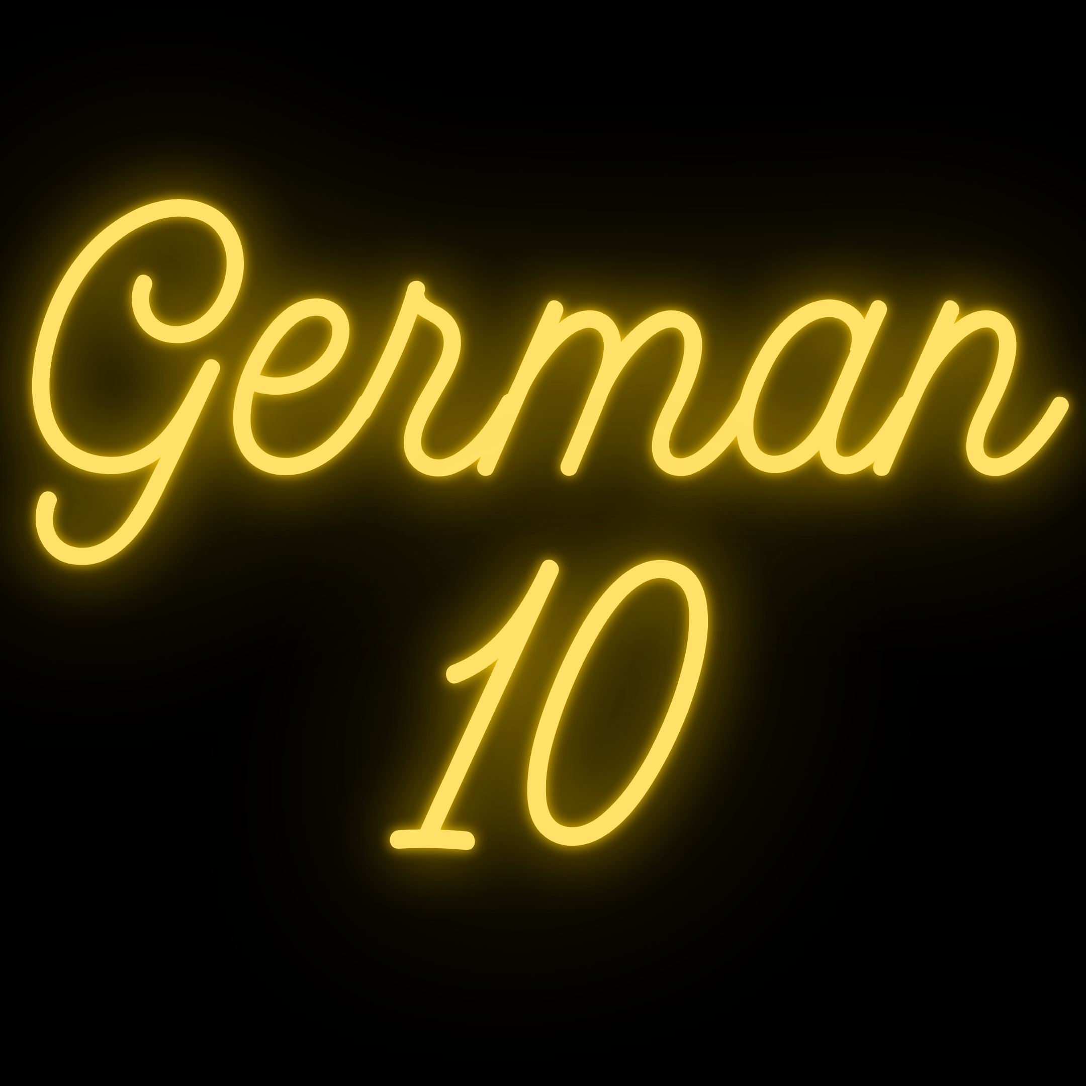 gold text “German 10” on a black background