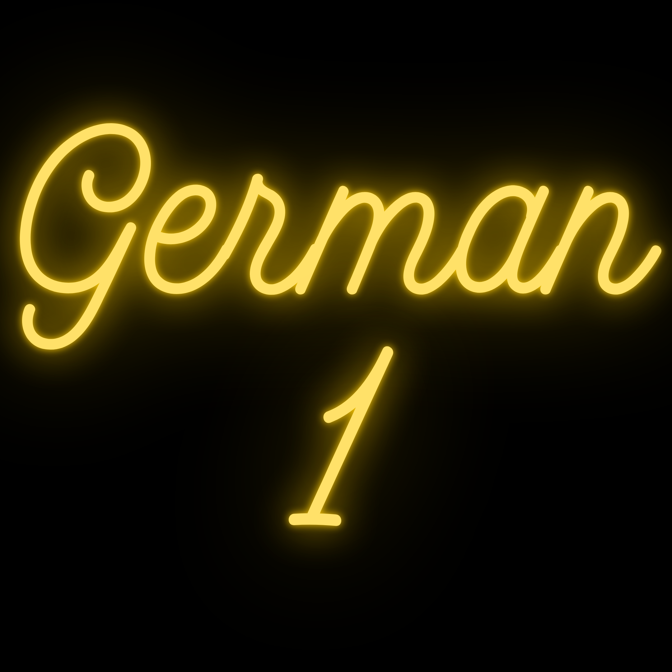 gold text “German 1” on a black background