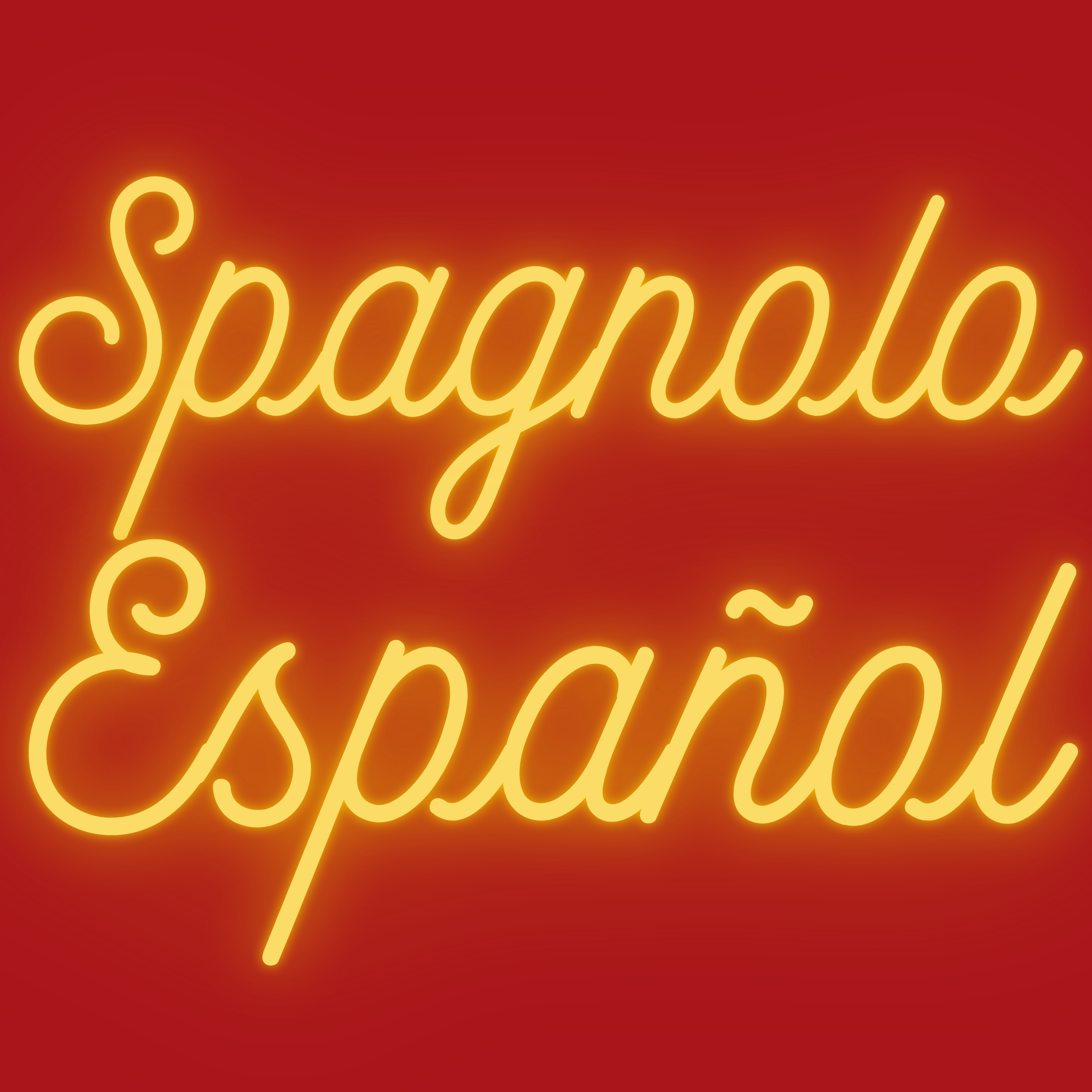 Spanish gold text "Spagnolo Spanish" on a red background