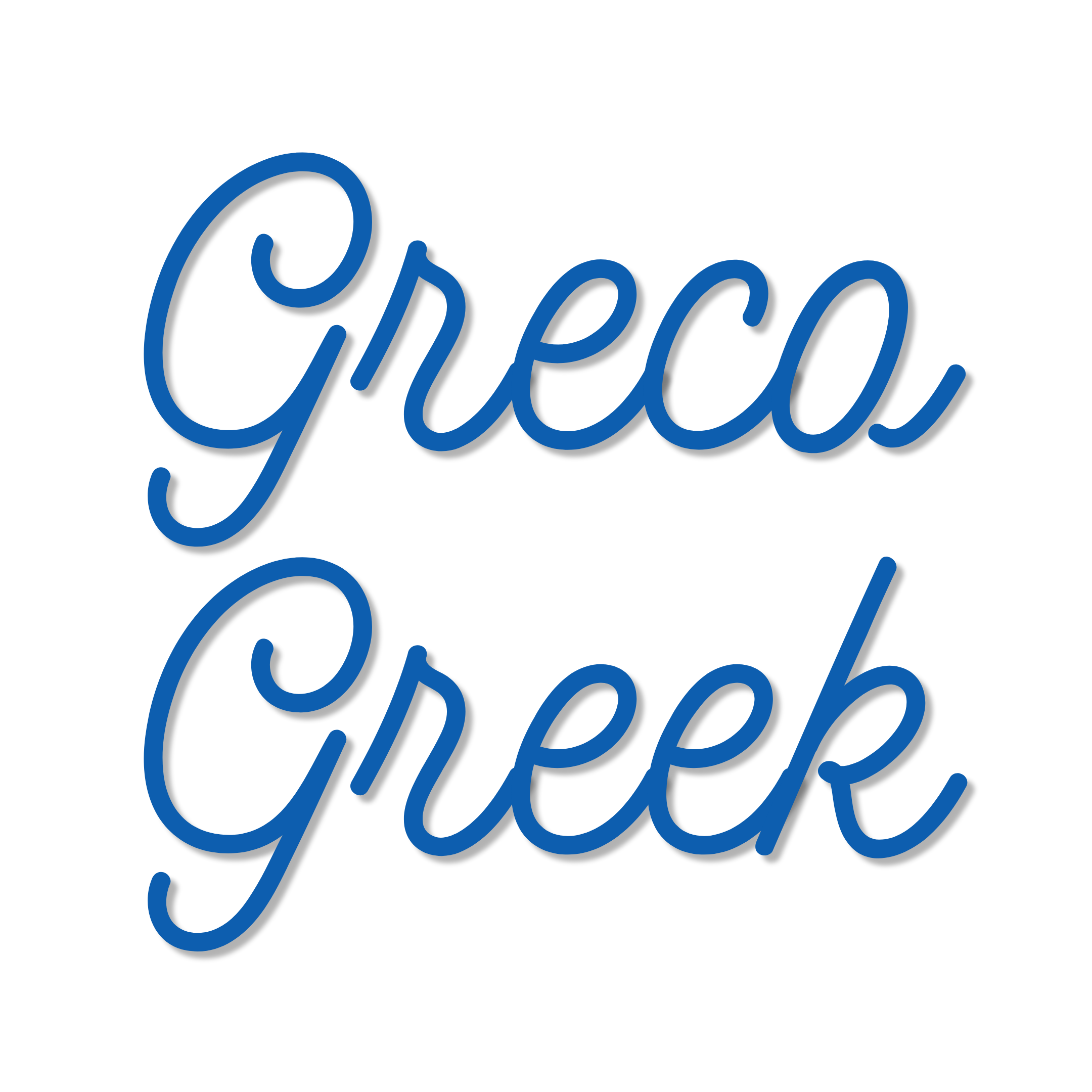 Greek Blue text "Greco Greek" on a white background