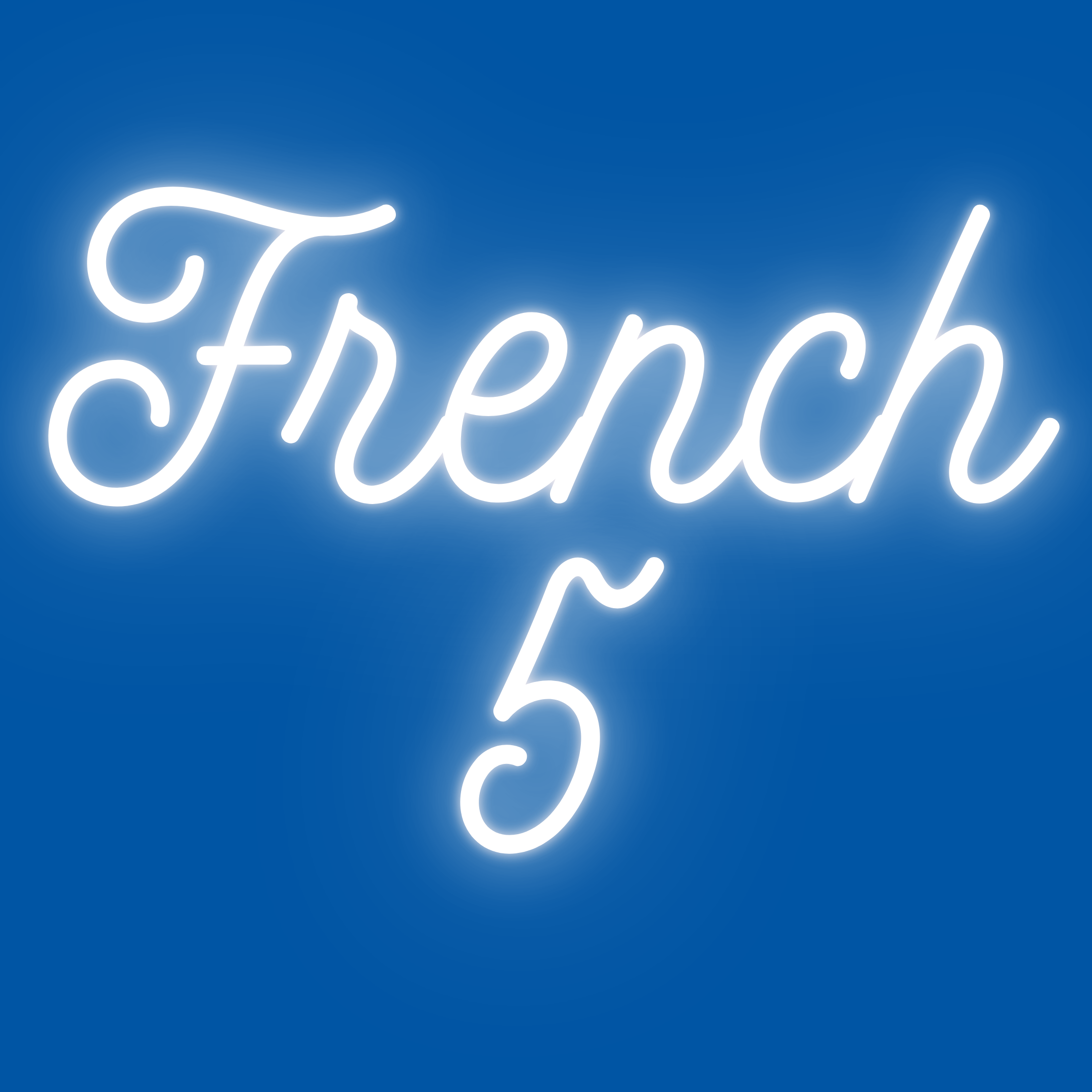 neon white text "French 1" on a French Blue background