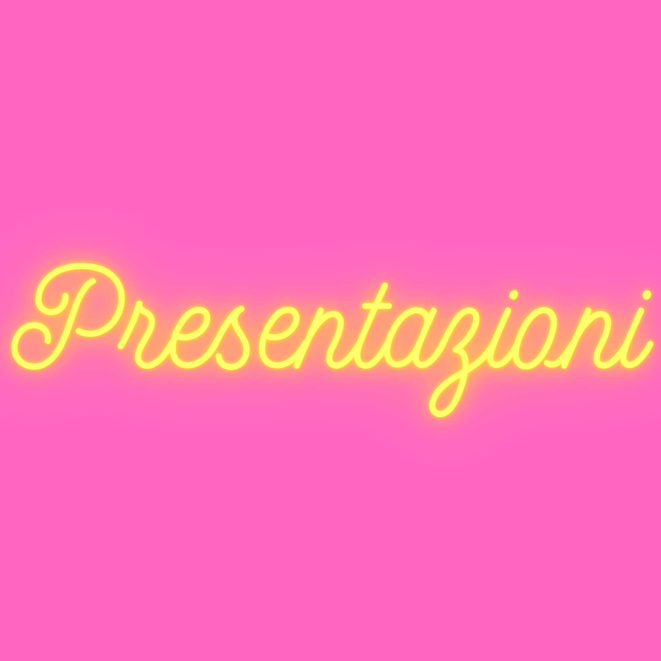 YpsiLingua Servizio di Presentazioni - neon yellow text “Presentation” on a neon pink background