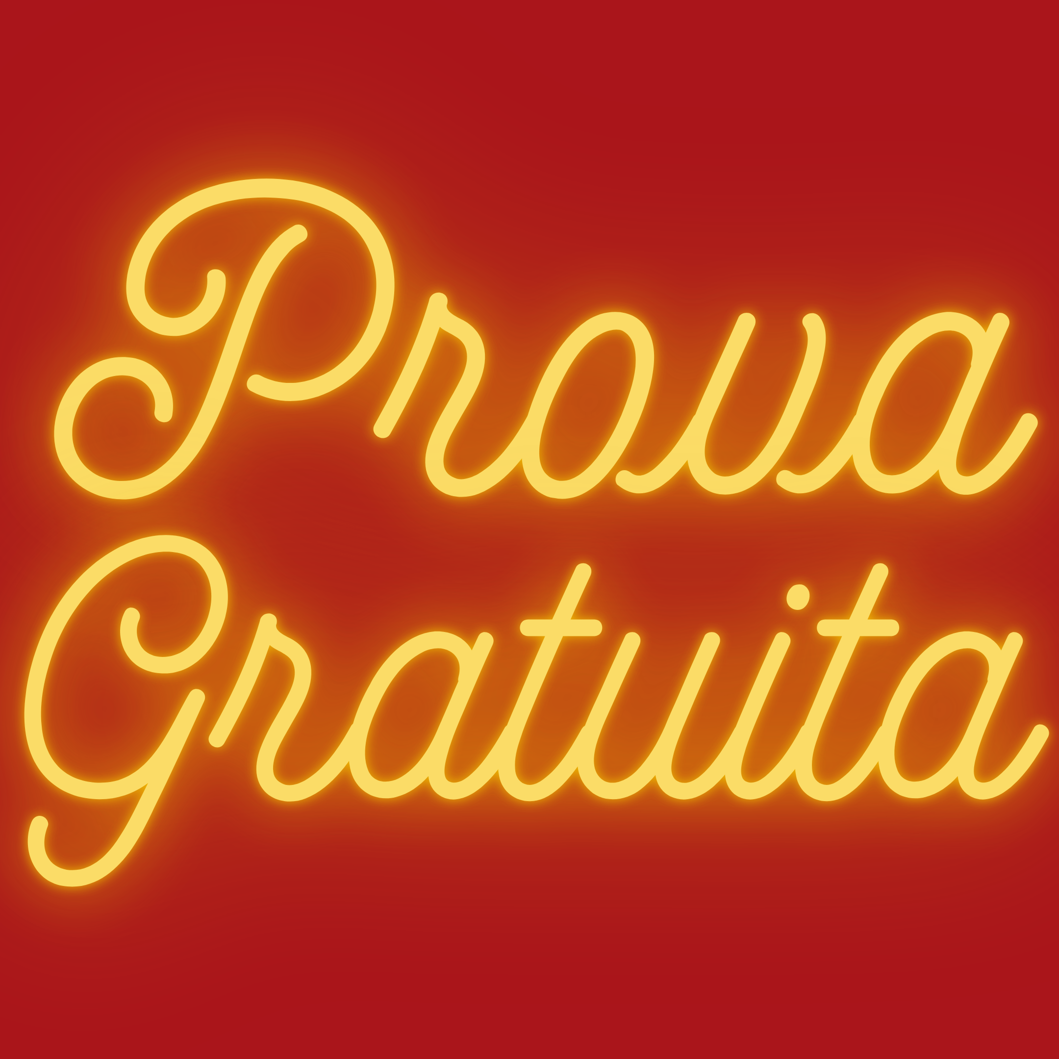 YpsiLingua - Testo amarillo neon “Prova Gratuita” sobre un fondo rojo