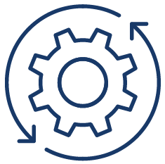 Icon of a gear surrounded by circular arrows, symbolizing settings or refresh