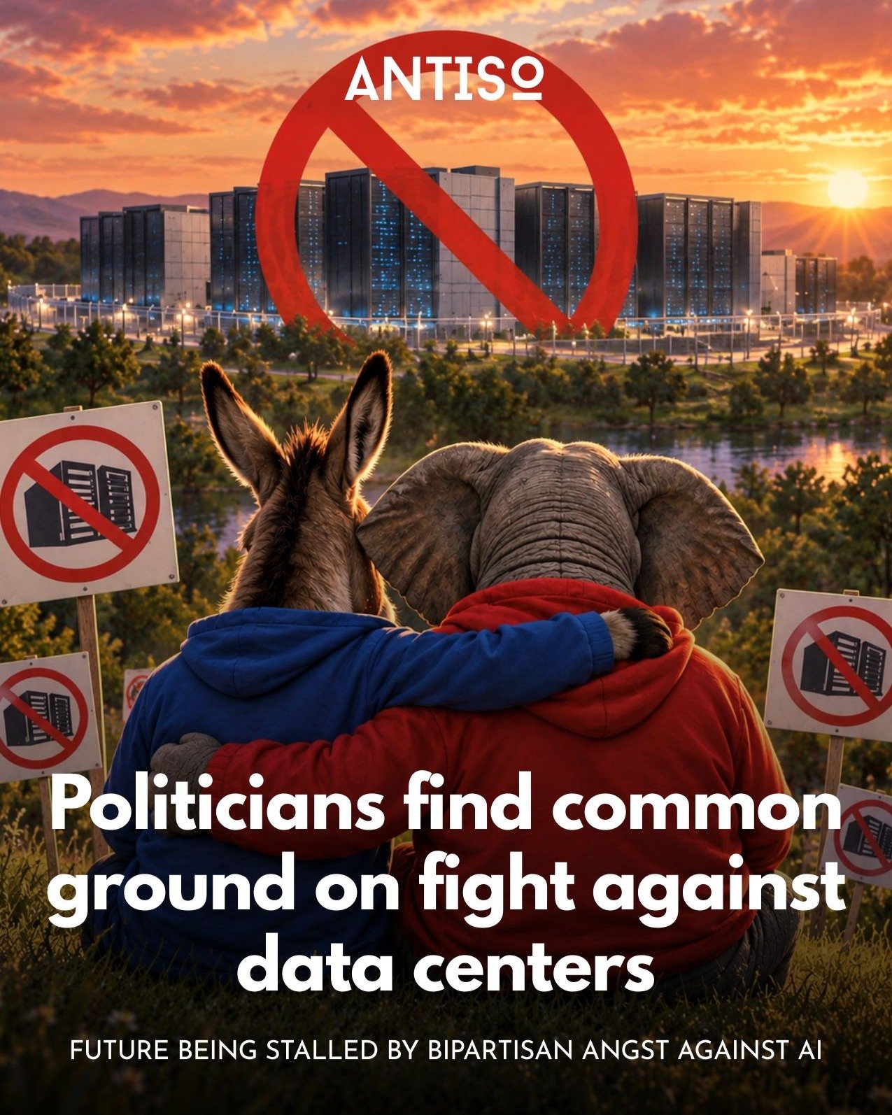 🐘🤝🫏 CONGRATULATIONS, DATA CENTERS. YOU FINALLY UNITED AMERICA.

Republicans and Democrats may disagree on almost everything, but apparently giant AI data centers popping up in their communities are bringing everyone together.

According to NPR, ca