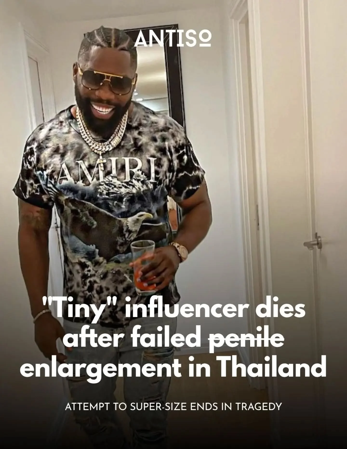 HE WANTED A BIGGER PACKAGE. THE PROCEDURE CAME WITH A VERY SERIOUS SIDE EFFECT.

British-Nigerian influencer Igho &ldquo;Tiny&rdquo; Ubiribo reportedly died after undergoing a p-nis-enlargement procedure in Thailand.

According to reports on a UK cor