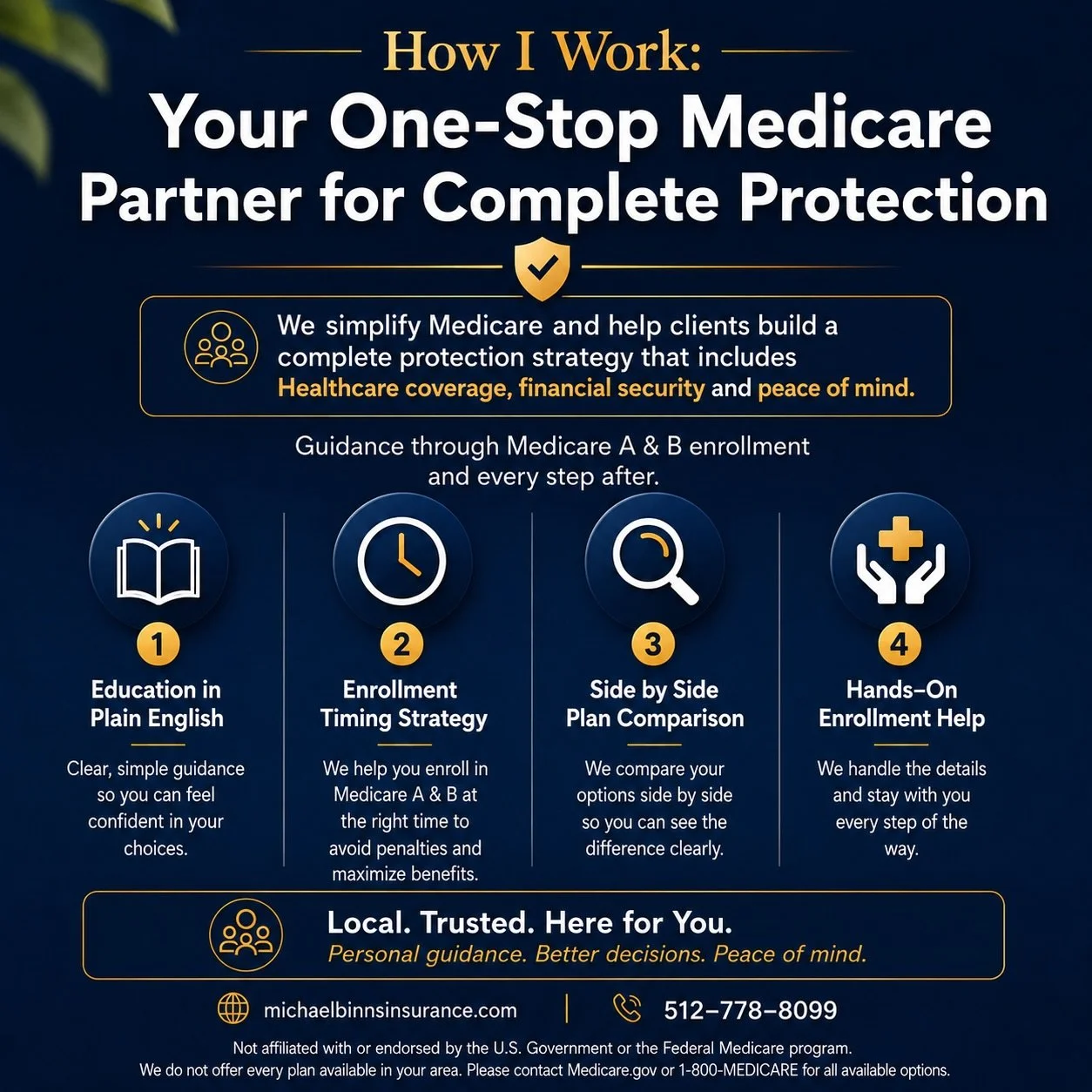 ⚕️Medicare can feel overwhelming, but you do not have to figure it out alone.

⭐️ I provide clear, step-by-step guidance through Medicare Parts A &amp; B, enrollment timing, side-by-side plan comparisons, and hands-on enrollment support so you can ma